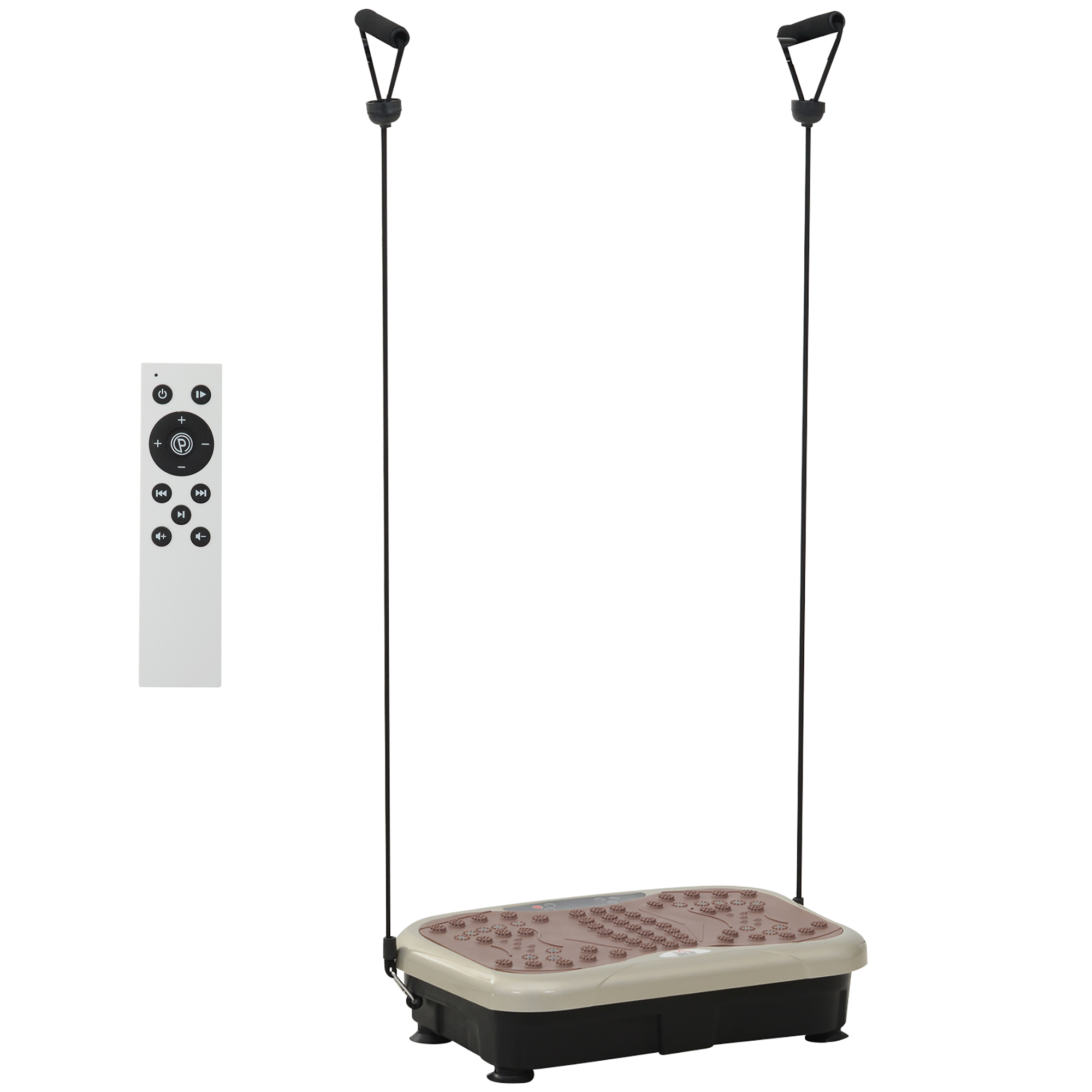 Tärinälevy, tärinätrainer, tärinälaite, kuntovalmentaja, LED-näyttö, USB-kaiutin, harjoitusnauhat, kaukosäädin