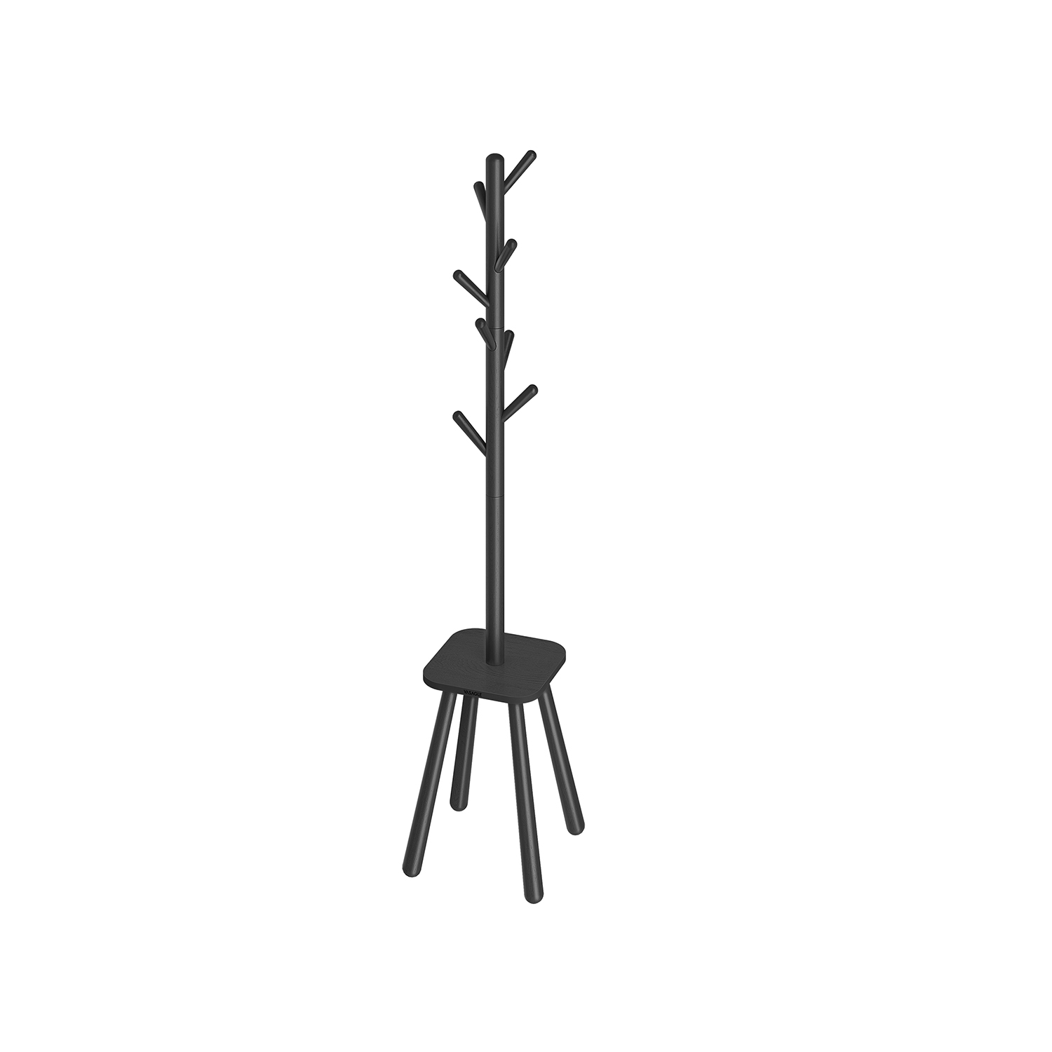 Hyllyhylly 8 koukulla ja hyllyllä, 170,5 cm korkea