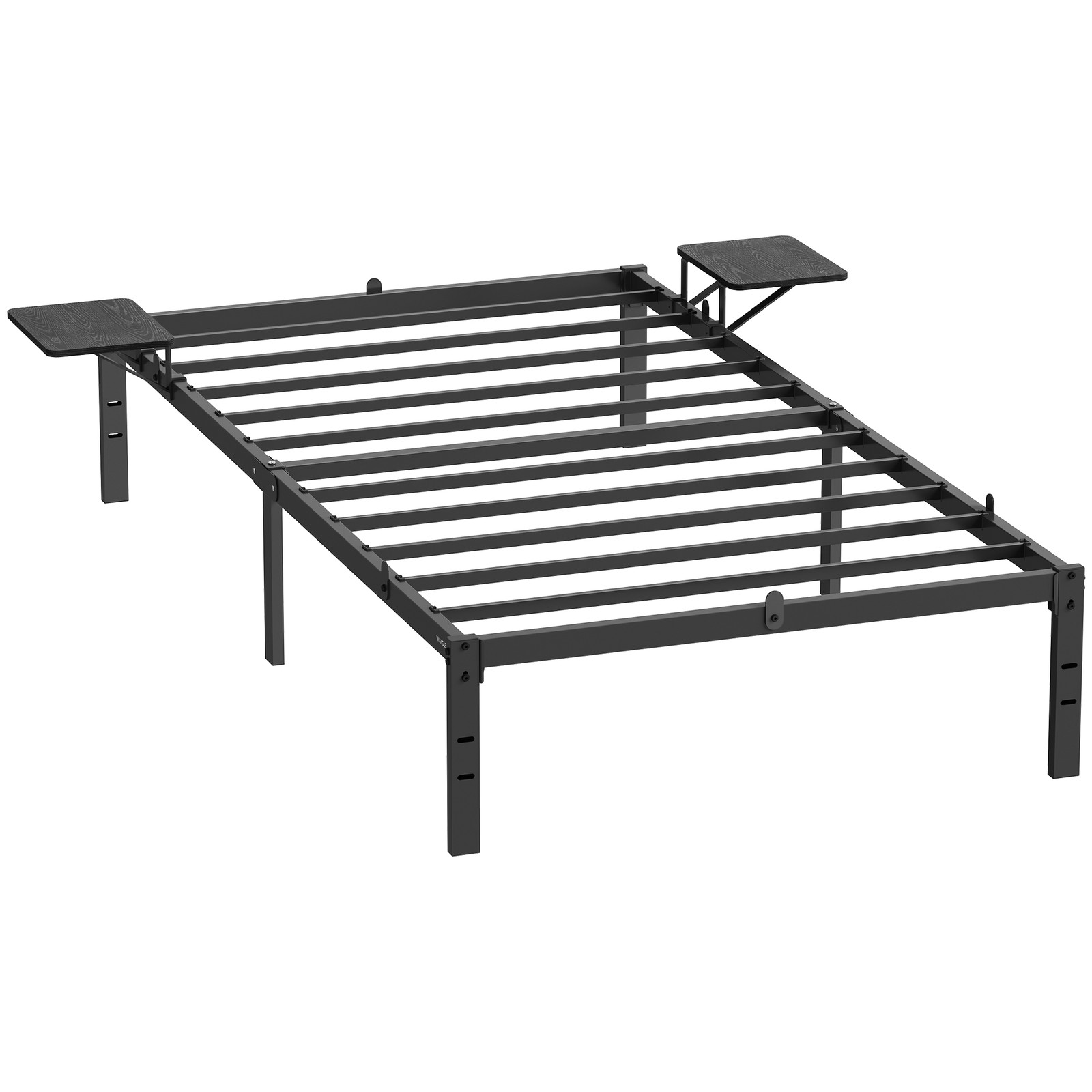 Kahekohalise voodi raam metallist voodiraam koos hoiustamisriiulitega sobib 140 x 190 cm madratsile