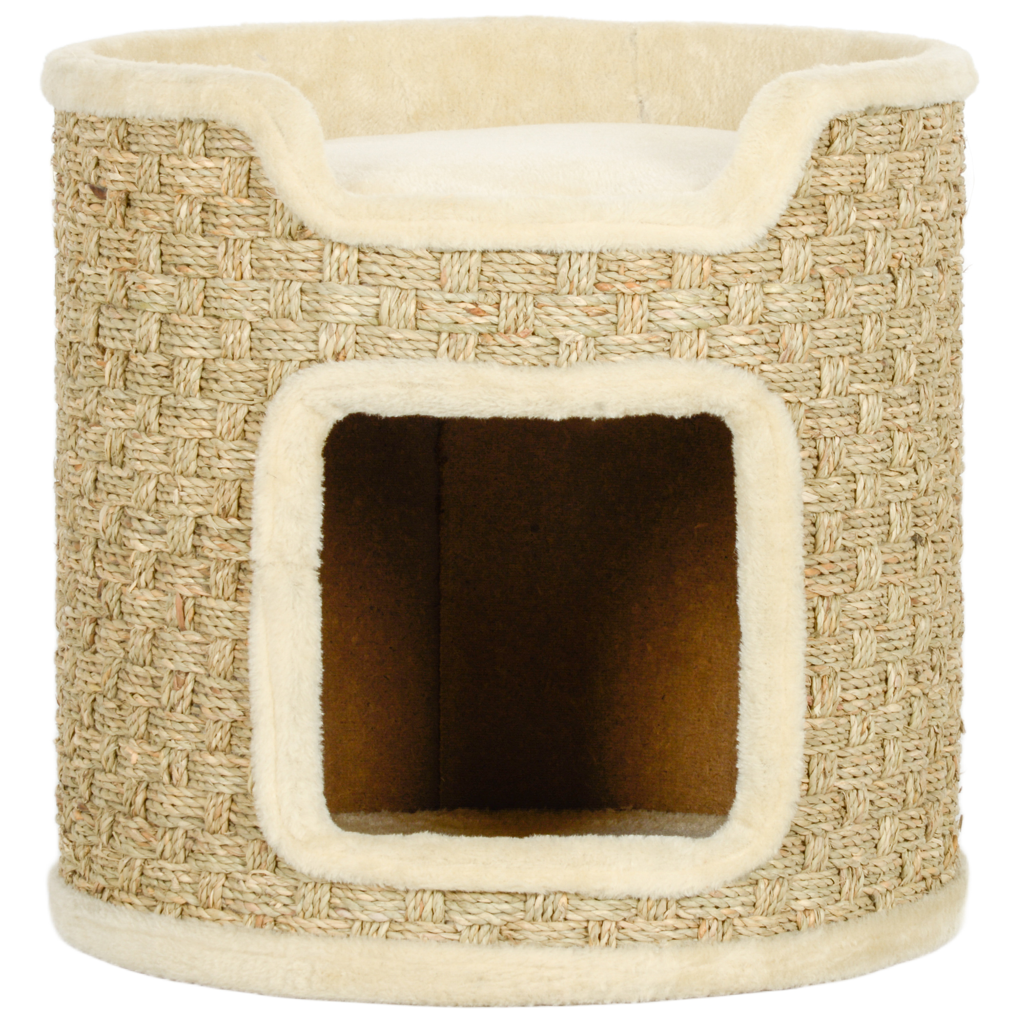 Kissan raapimapuu, leikki- ja rentoutumisalue, pehmo, Φ38 x 37K cm, khaki-beige, jopa 5 kg