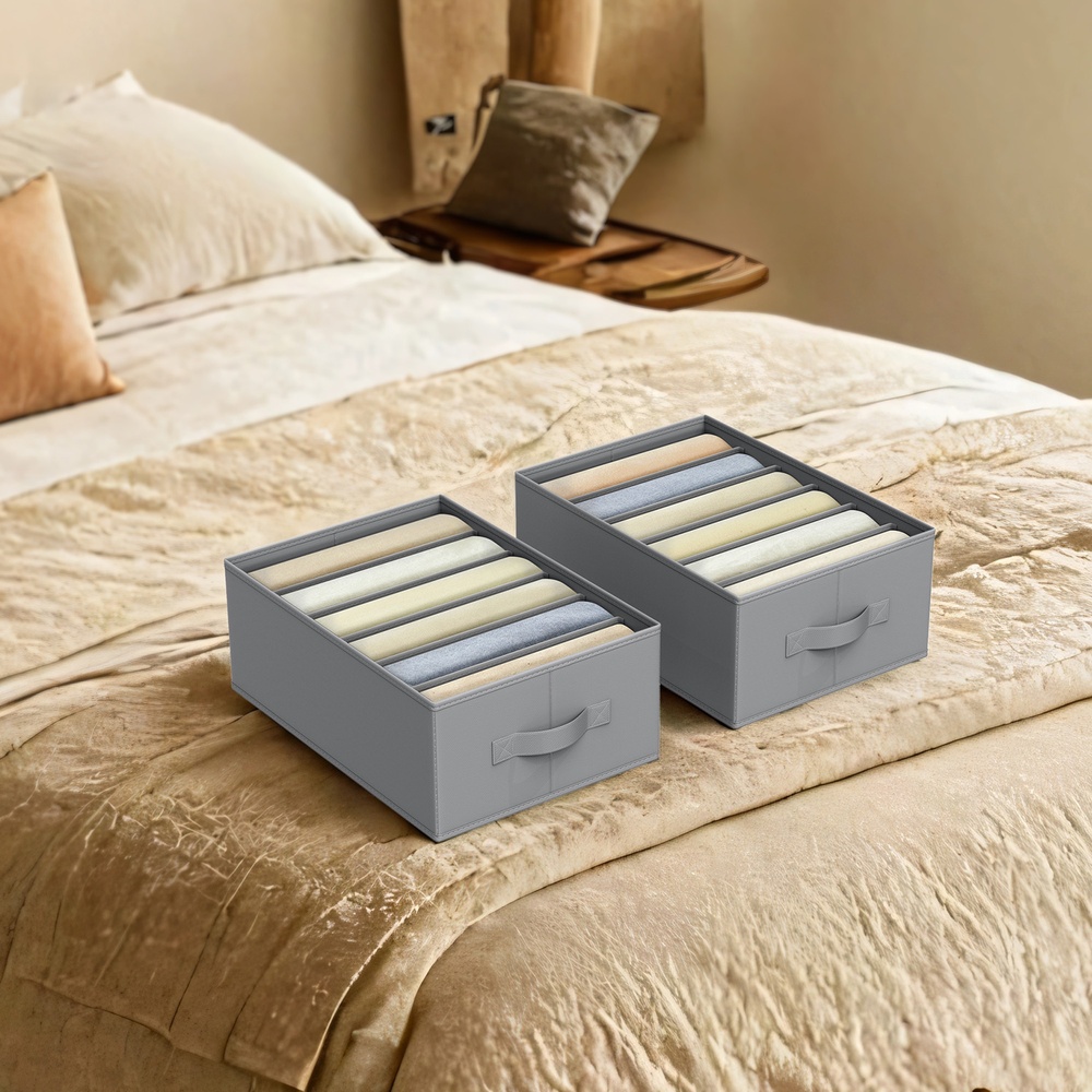 Vaatekaapin järjestelysarja 6 kpl, taitettavat vetolaatikoiden järjestäjät, joissa 6 osaa