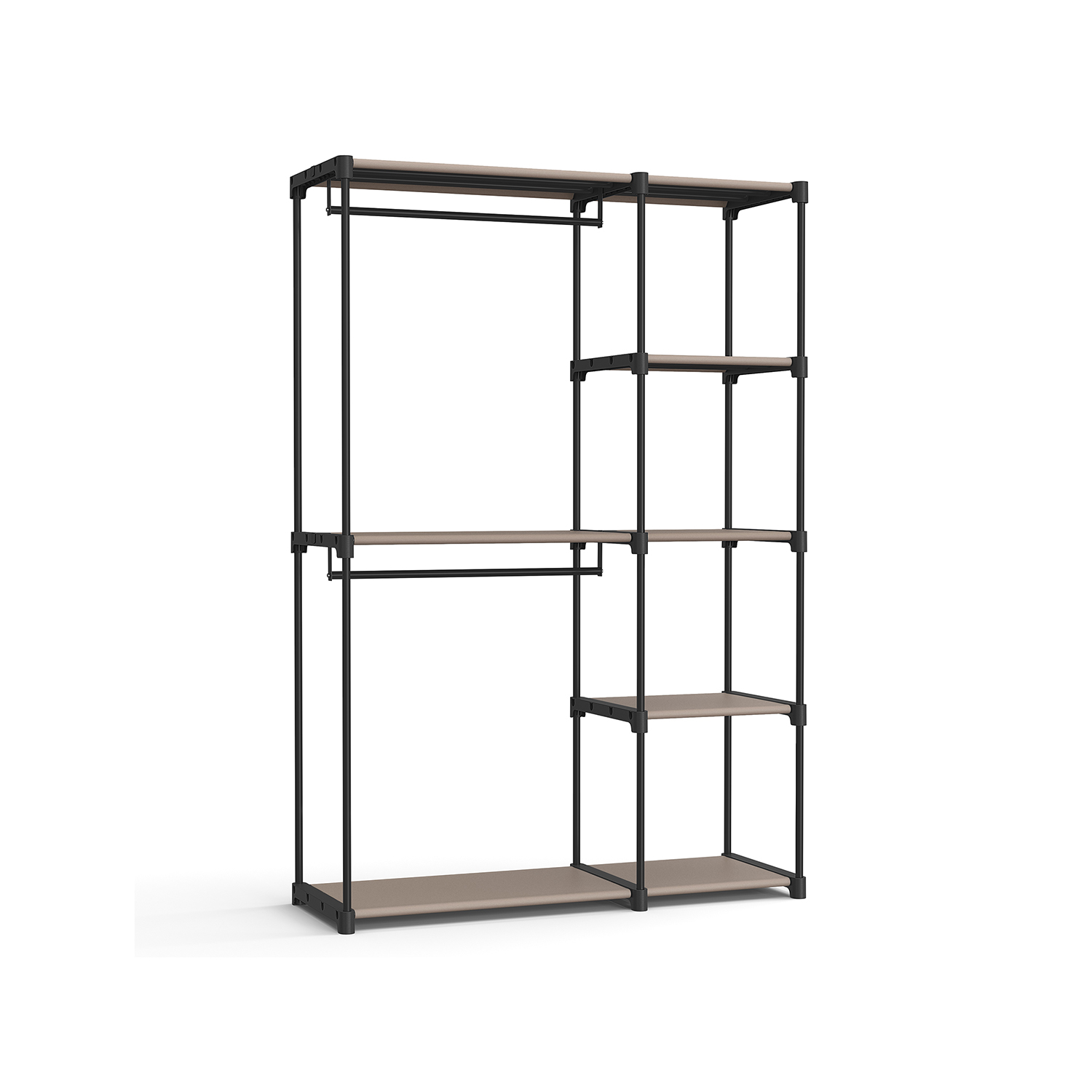 Riidepuudega avatud riidekapp 43 x 124 x 182 cm taupe