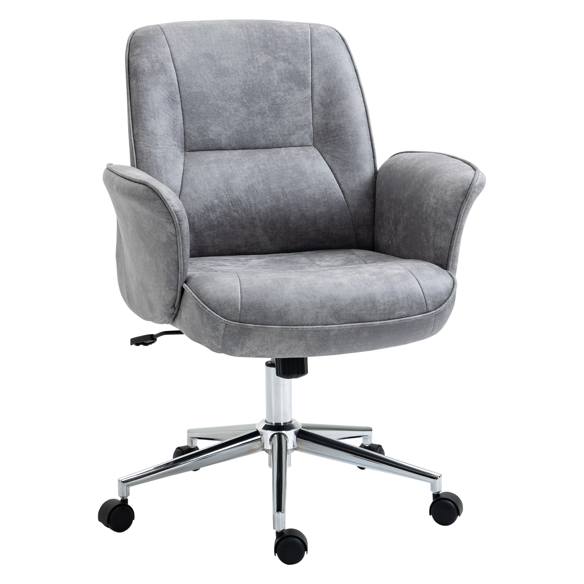 Toimistotuoli keinutoiminnolla, työtuoli, korkeussäädettävä pyörivä tuoli, ergonominen työtuoli, moderni, kantavuus jopa 120 kg, mikrokuitu, vaaleanharmaa, 67 x 69 x 92-102 cm