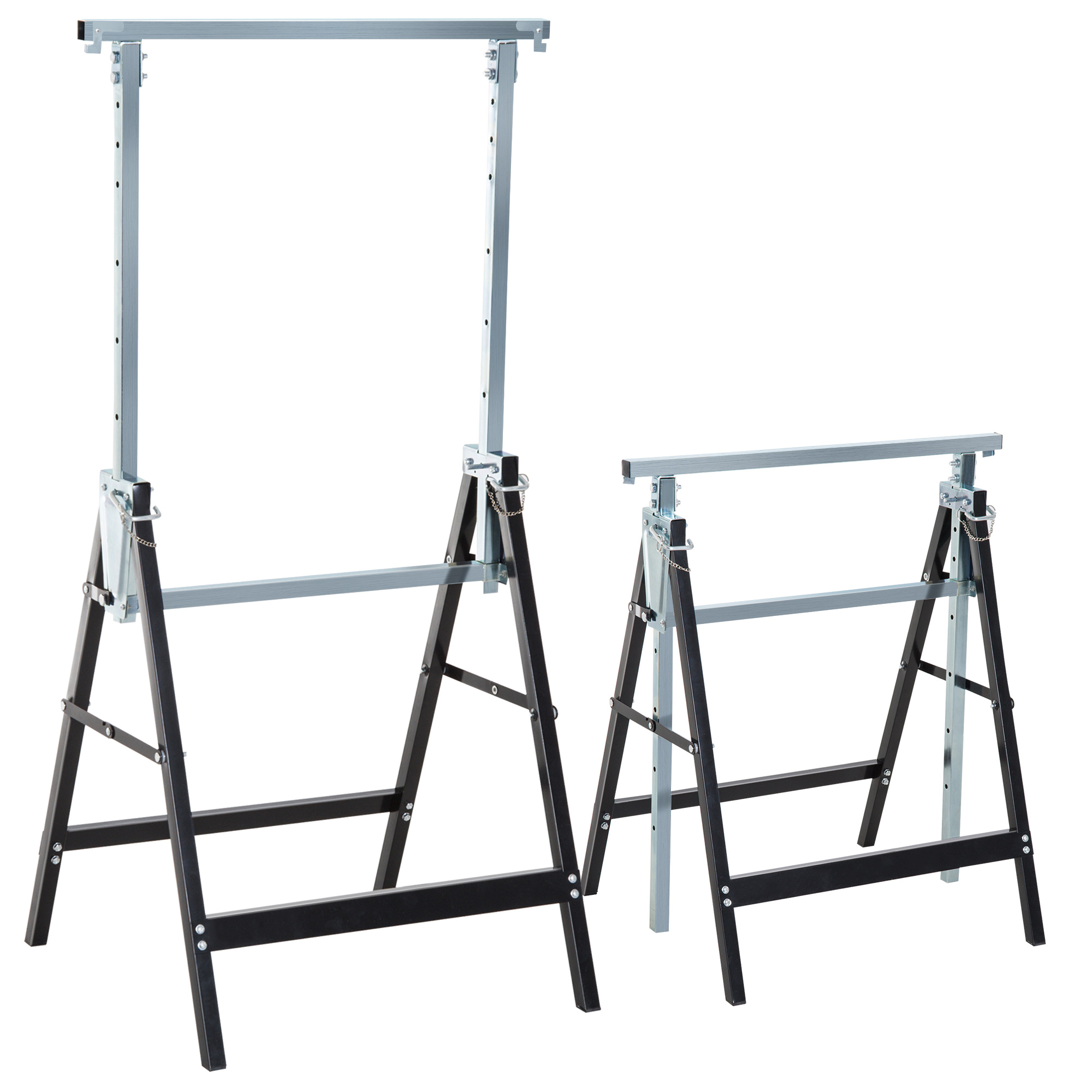 2 x tellingupukki kokkupandav kõrgus reguleeritav kuni 200 kg teras must 68 x 58 x 80–130 cm
