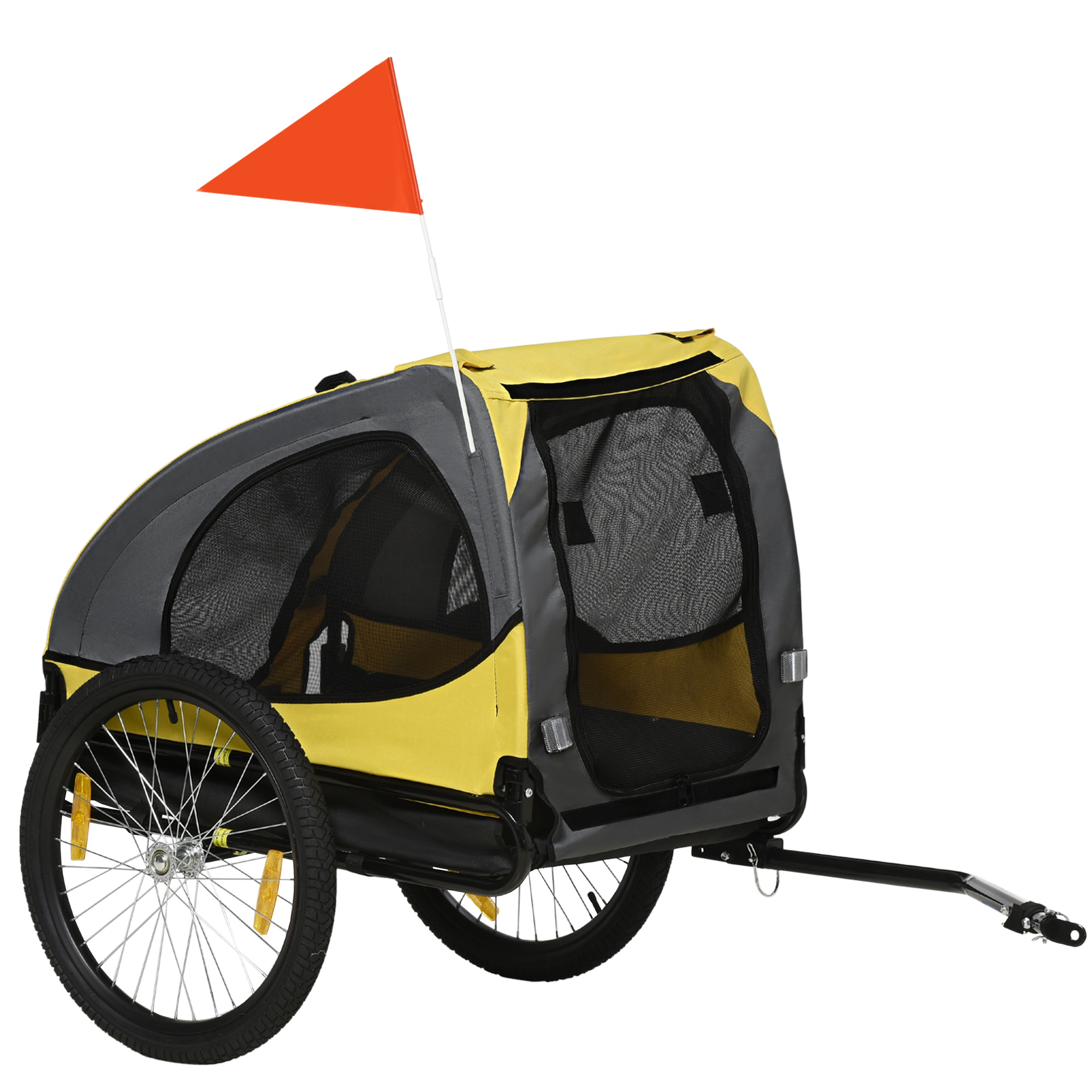 Koerahaagis kuni 20 kg võrgust aken rullkatus universaalne haakeseade terasraam kollane 140 x 71 x 83 cm