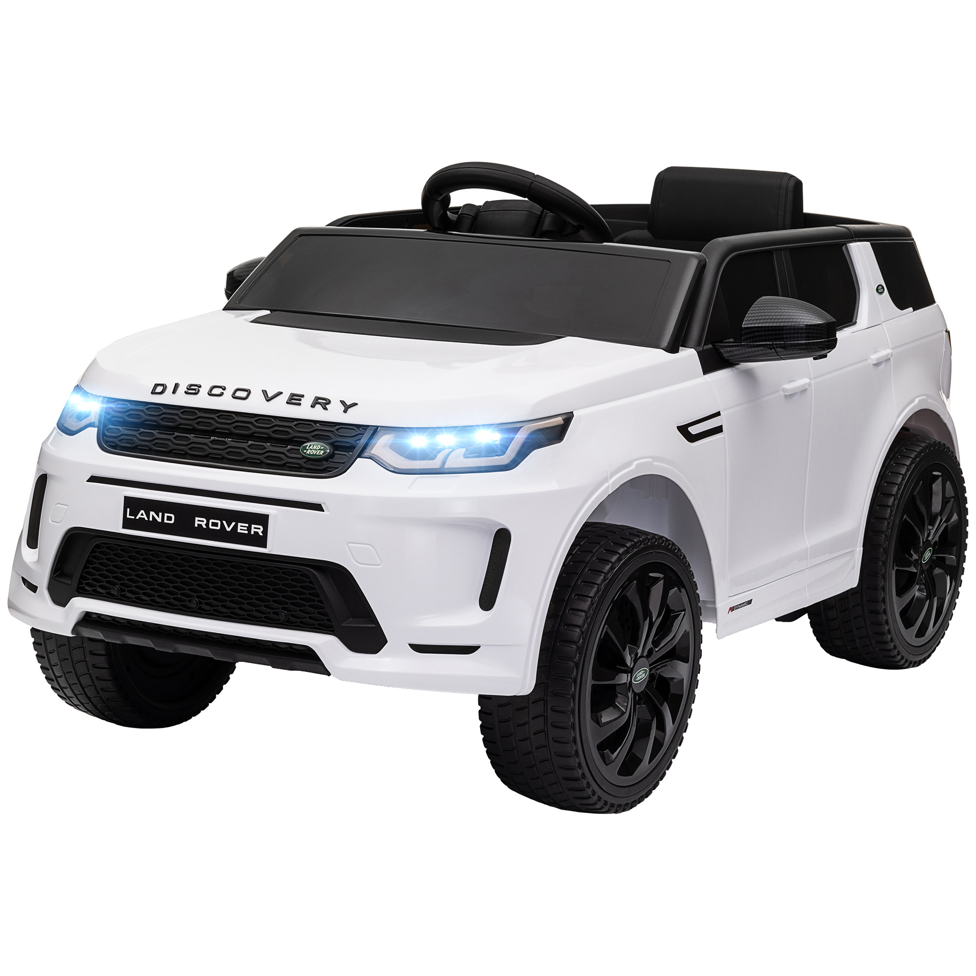 Lasten sähköauto, 12 V lasten ajoneuvo kaukosäätimellä, LED-valoilla, musiikilla ja äänimerkillä, 3-6 vuotta, valkoinen
