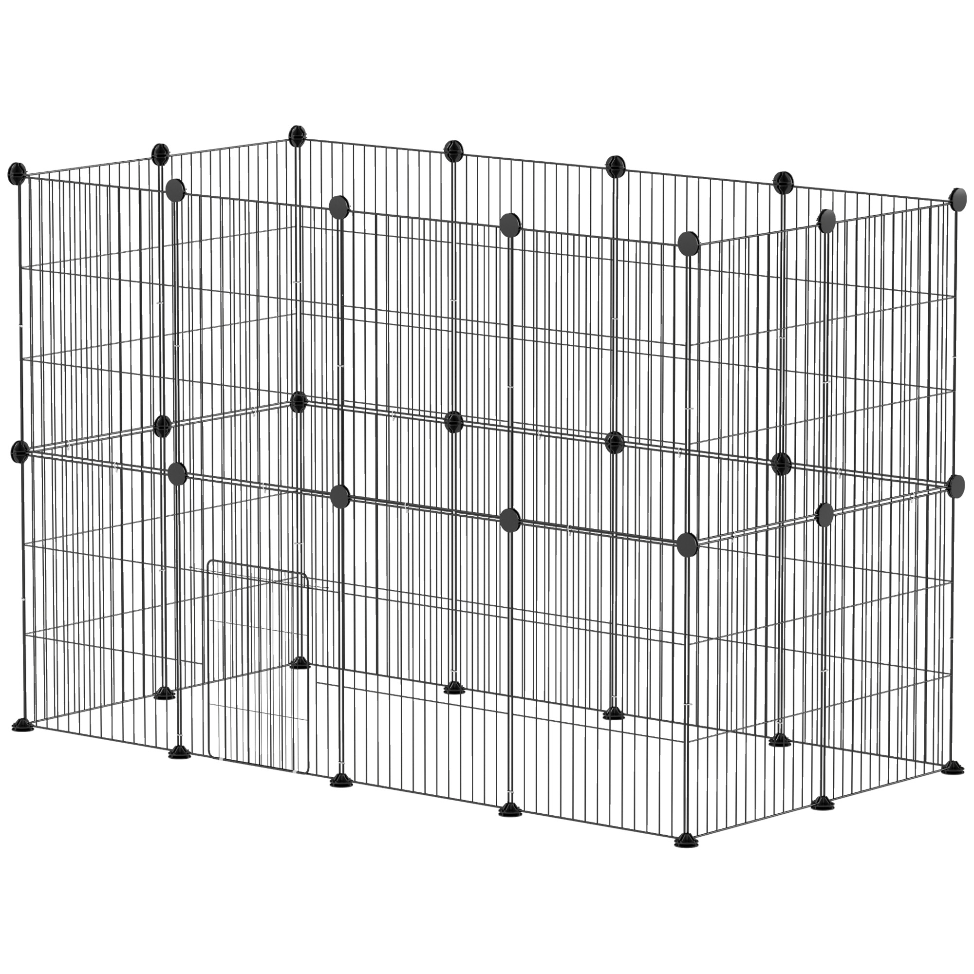 Pieneläinhäkki, ulkoaitaus, modulaarinen rakenne, 0,72 m² pinta-ala, terästä, musta