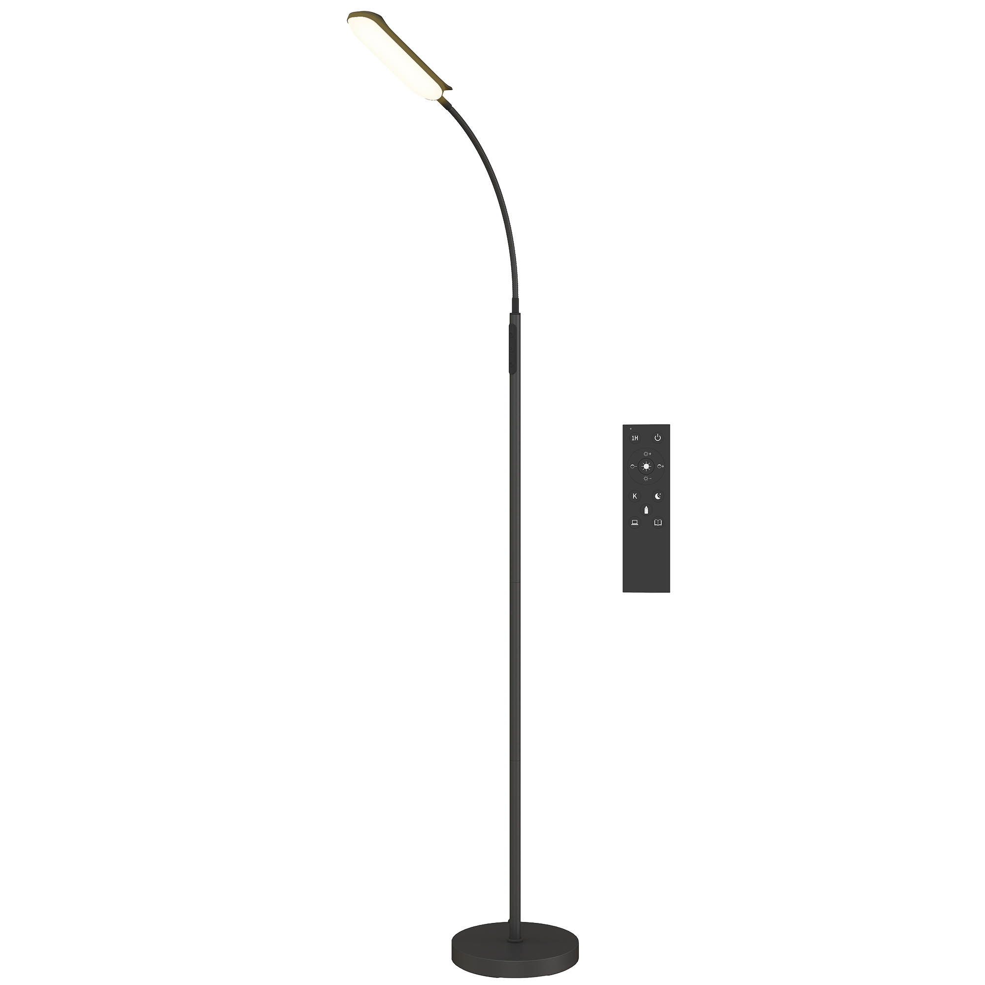 LED-lattiavalaisin, 5 tilaa, muistitoiminto, säädettävä kirkkaus, teräs, musta