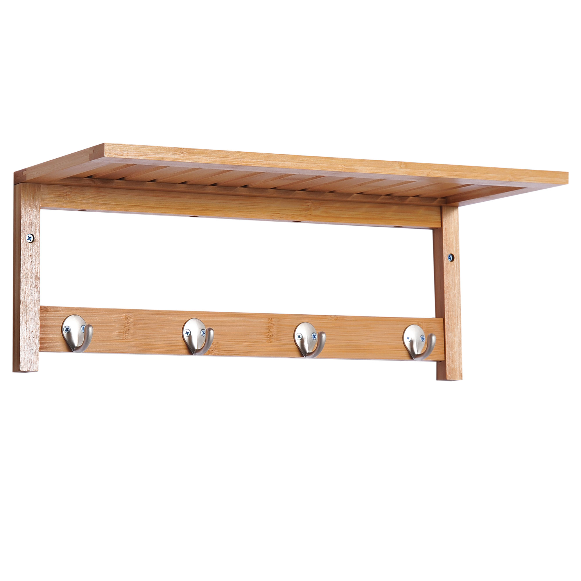 Seinale kinnitatav konksudega riidepuurauk ruumisäästlik kandevõime 5 kg 50 x 16 x 17 5 cm naturaalne puit