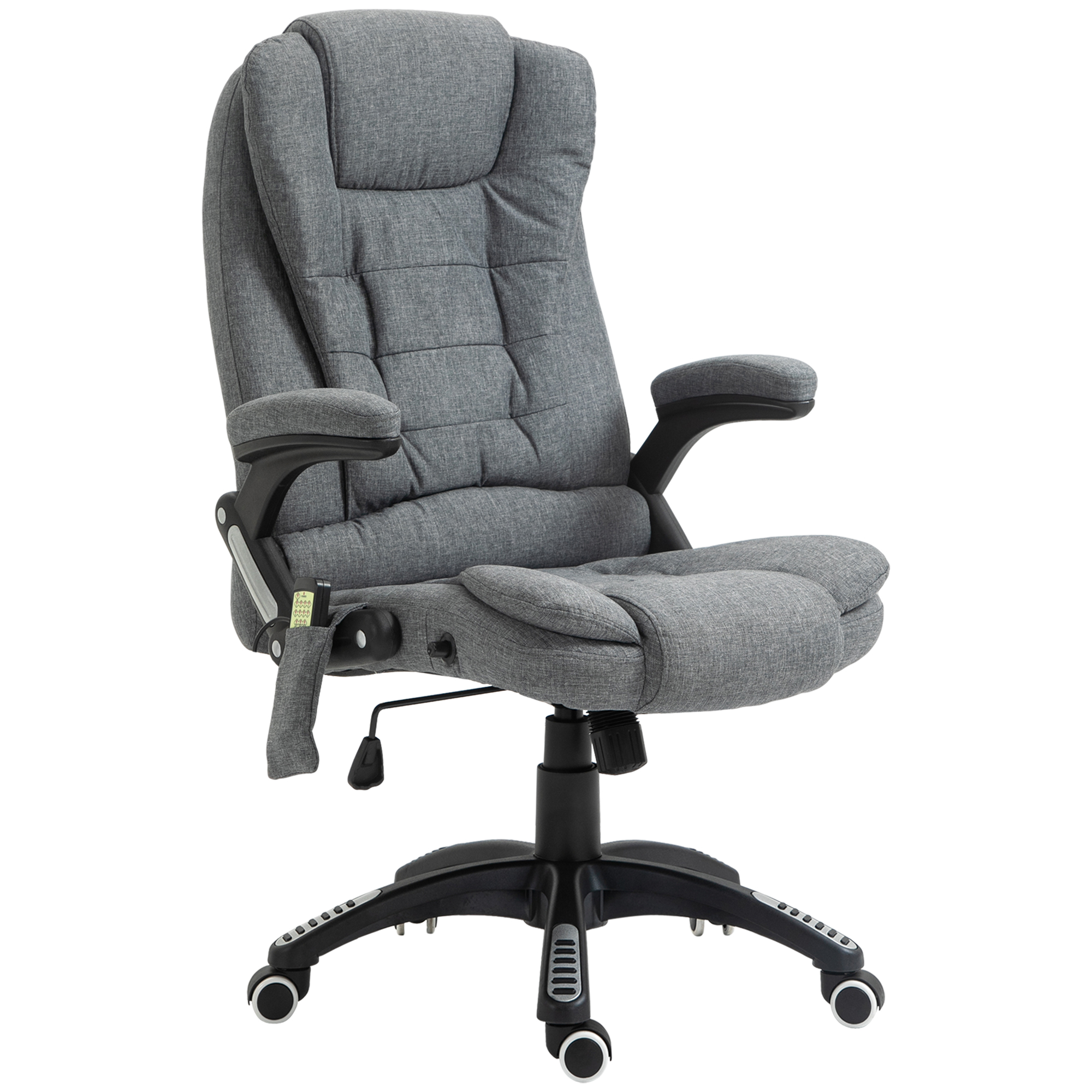 Toimistotuoli, hierontatuoli lämmitystoiminnolla, ergonominen johtajan tuoli, korkeussäädettävä pyörivä tuoli, pelituoli hieronnalla, tummanharmaa, 68 x 72 x 110–120 cm