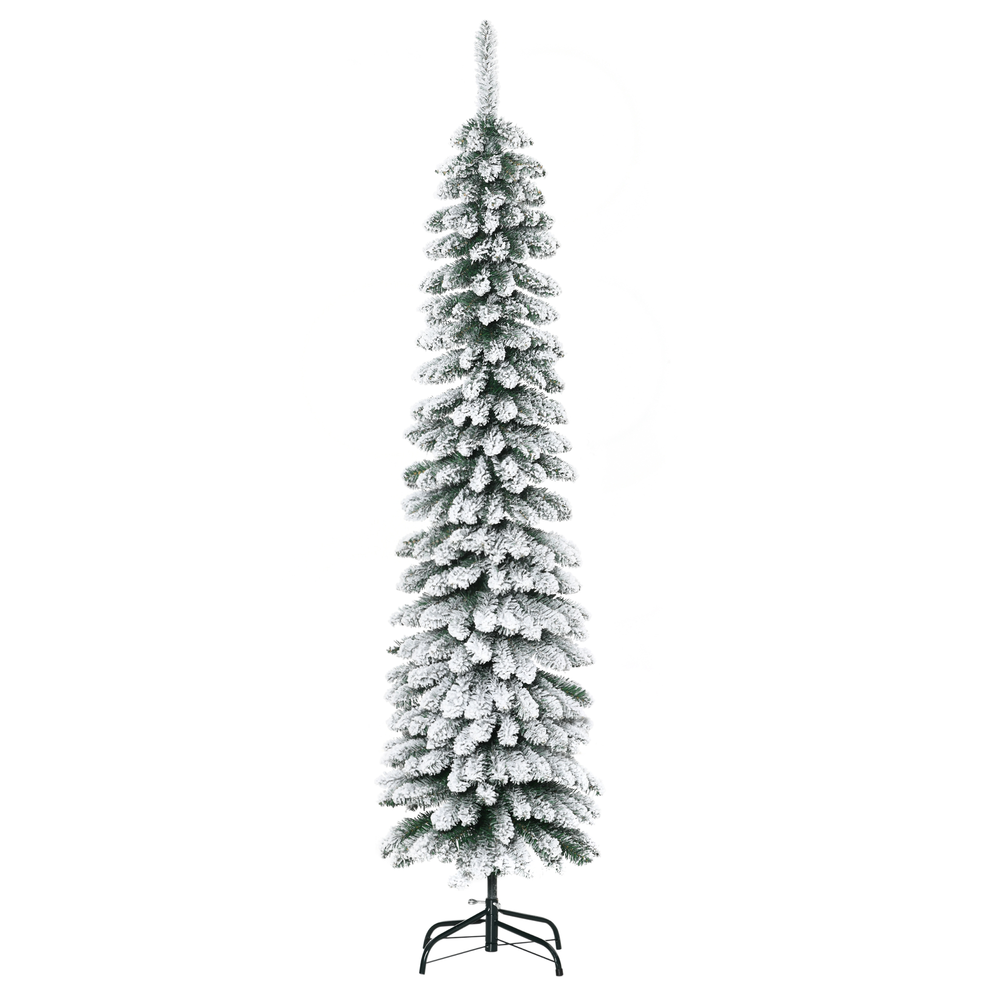 Keinotekoinen joulukuusi, lumen peittämä, kapea muotoilu, palonkestävä, 180 cm, vihreä/valkoinen
