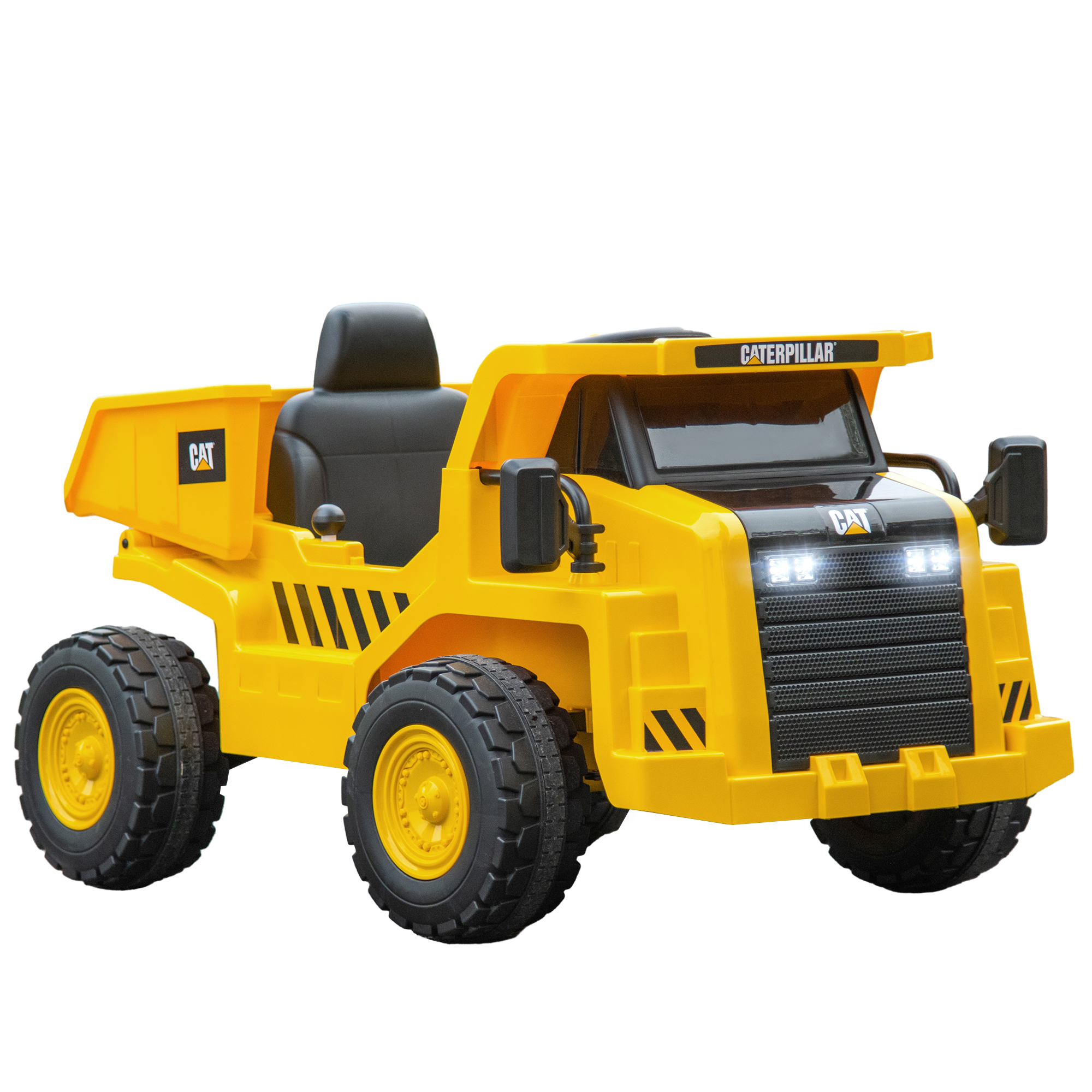 Sähkökäyttöinen lasten kaivinkone, Caterpillar-kippiauto, 3-5 km/h, kaukosäätimellä, 3-6-vuotiaille, keltainen