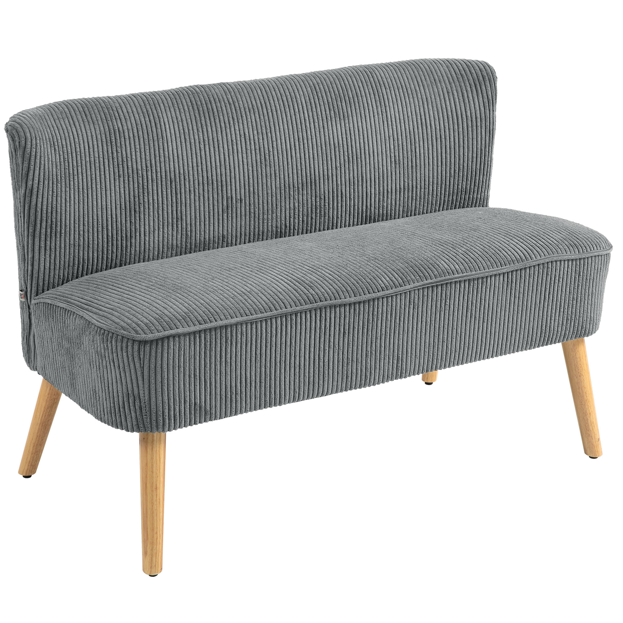 2-istuttava verhoiltu sohva, puuta, samettia muistuttavaa polyesteriä, vaahtomuovi, 117 x 56,5 x 77 cm, harmaa