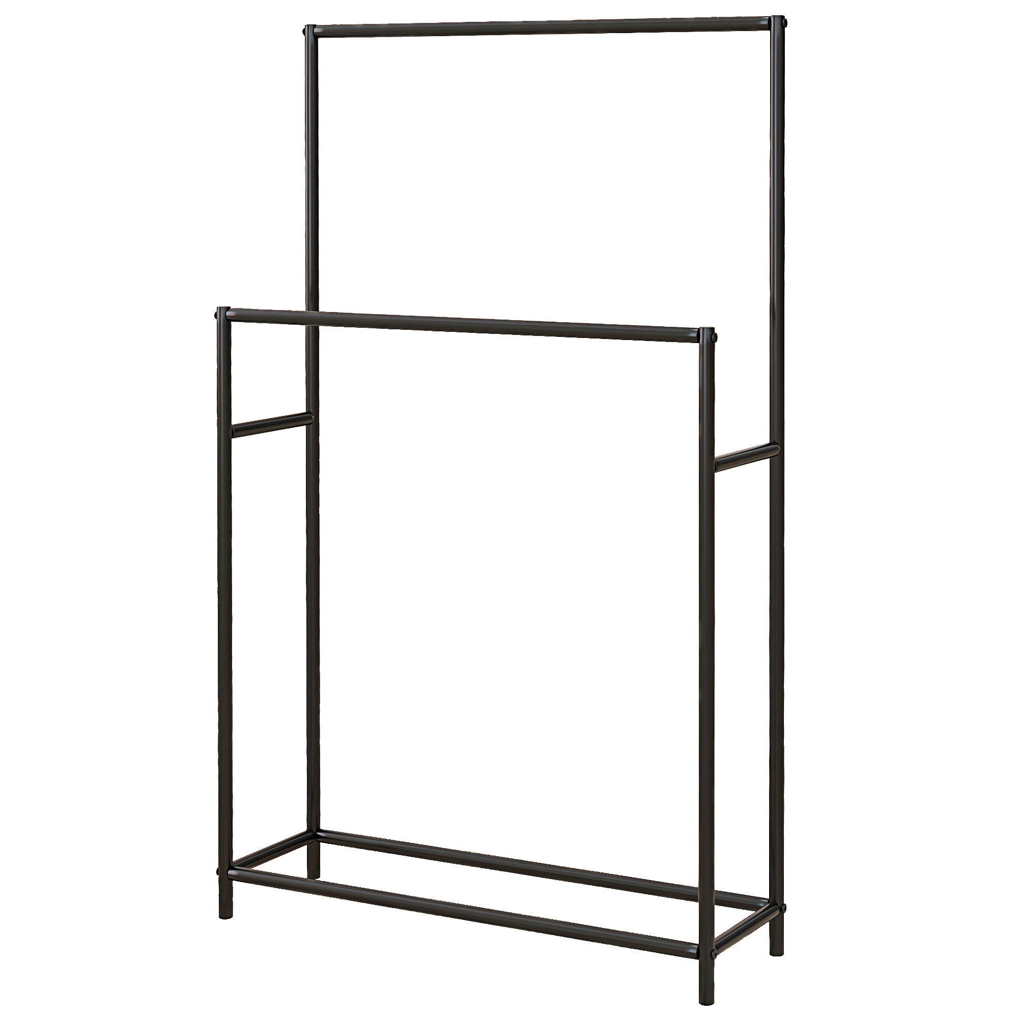 Pyyheteline, vapaasti seisova, 2 tankoa, ruostumaton, 66x20x110cm, musta
