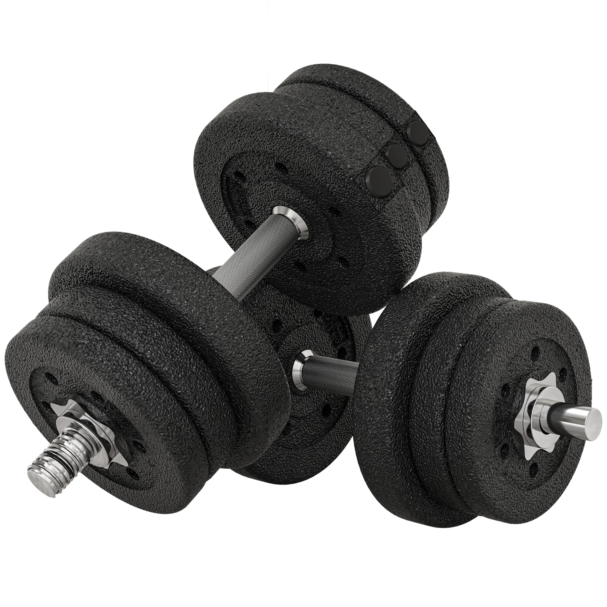 25 kg:n käsipainosetti painolevyillä kotiin, toimistoon, kuntosalille, terästä, keinonahkaa, musta