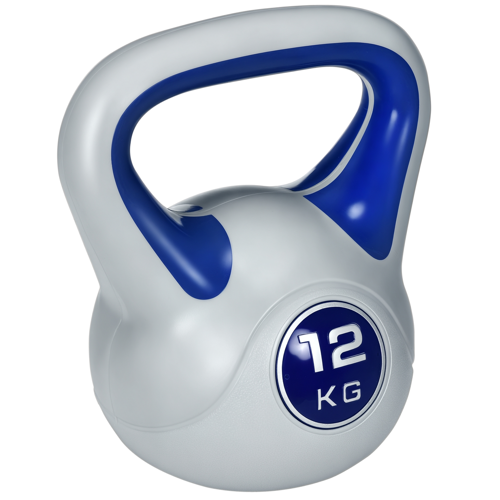 Kettlebell 12 kg lameda põhjaga suure käepidemega plastkattega sinine 24 x 17 x 28 cm
