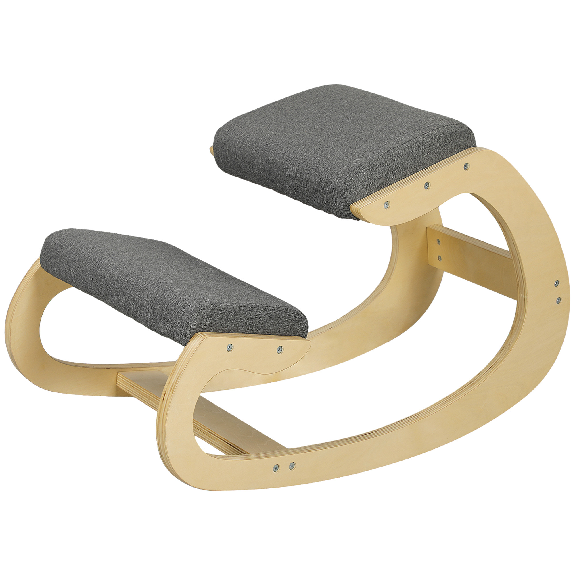 Ergonominen, keinuva polvistuin kotitoimistoon, ryhdin parantamiseen, harmaa