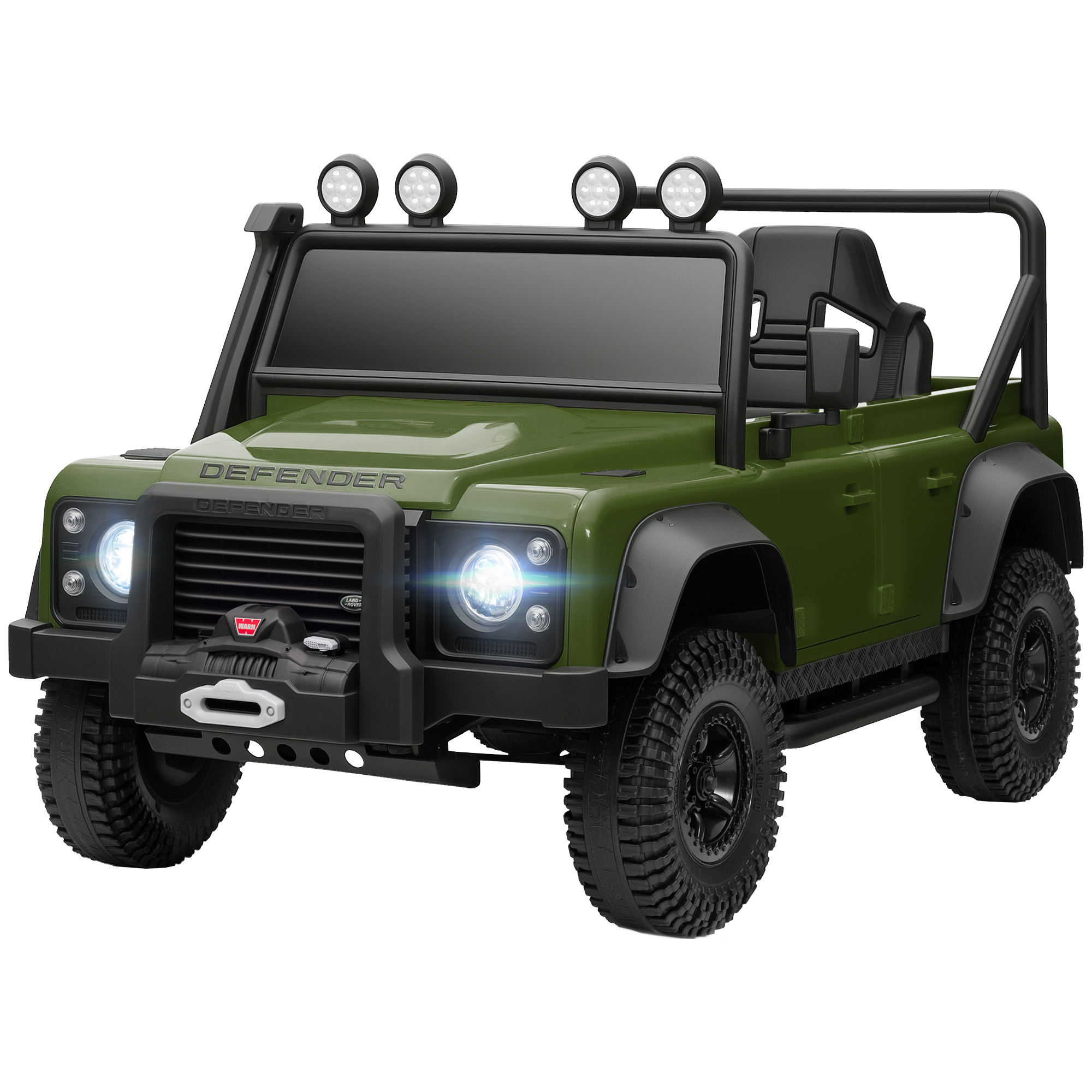 Lasten sähköauto, 12 V paristokäyttöinen, kaukosäädin, musiikkitoiminto, äänimerkki, LED-valot, vihreä