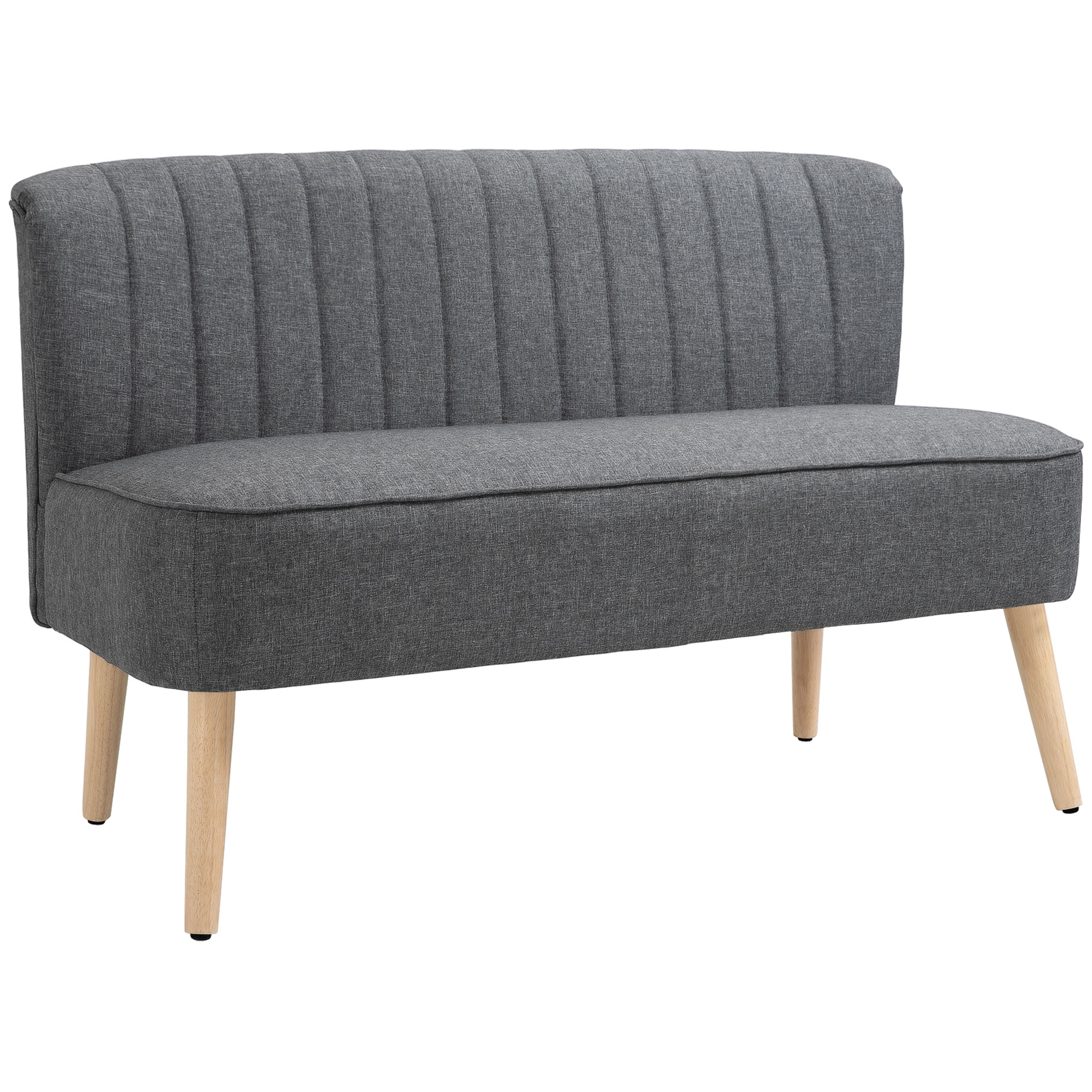 2-istuttava sohva, pellavajäljitelmäinen verhoiltu sohva, puurunko, olohuoneeseen/makuuhuoneeseen, 117 cm, harmaa