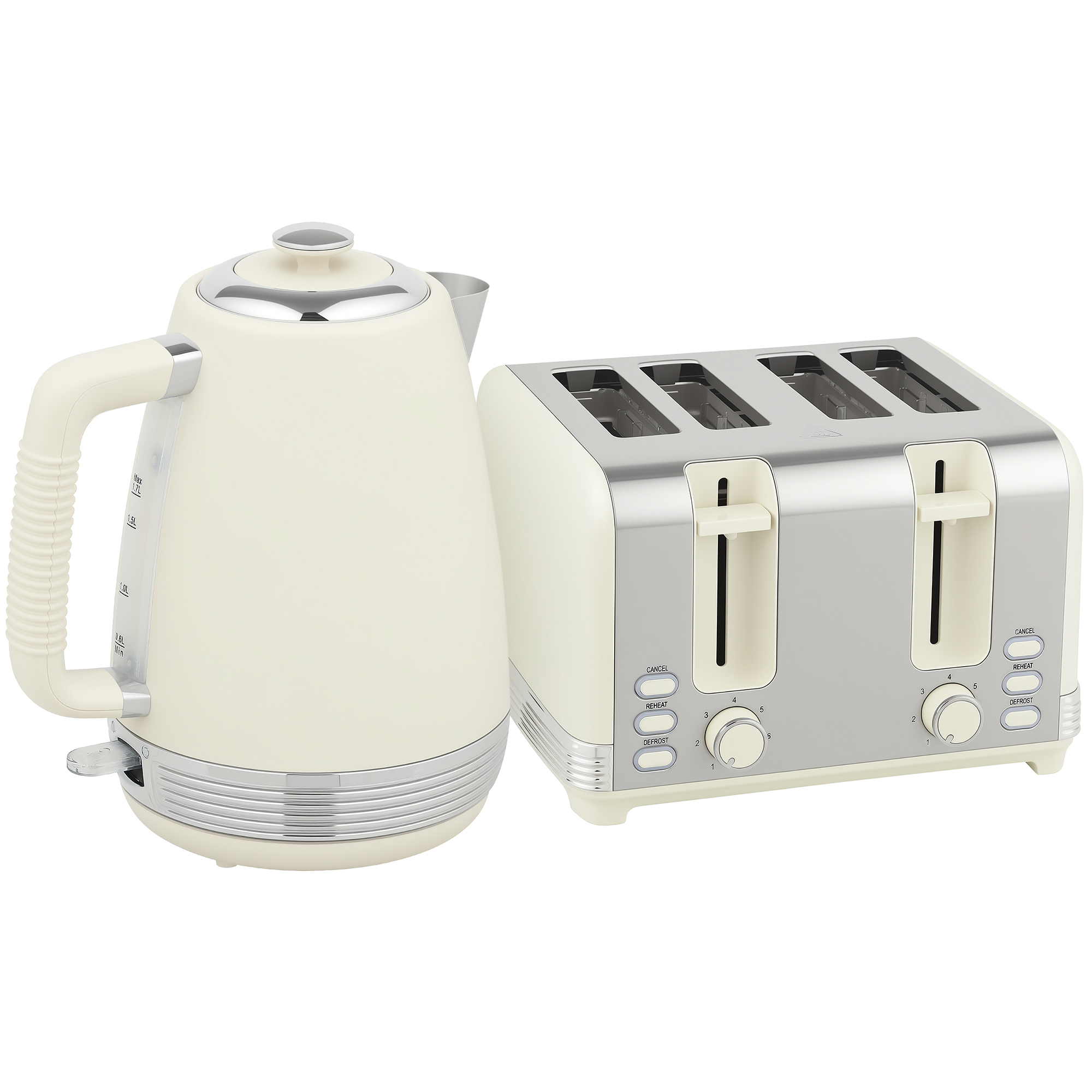 Vedenkeitin ja leivänpaahdinsetti, 1,7 L, 2200 W, Strix-termostaatti, suodatin, 4-siivun leivänpaahdin, 7 paahtotasoa, murualusta