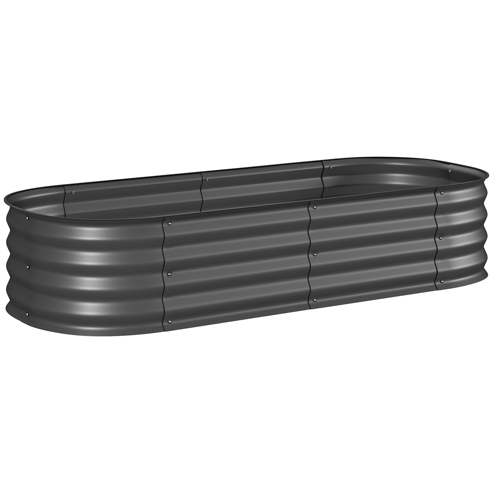 Korotettu puutarhapenkki, modulaarinen korotettu kukkapenkki, suojatut reunat, pohjaton muotoilu, 150 x 62 x 30 cm, tummanharmaa
