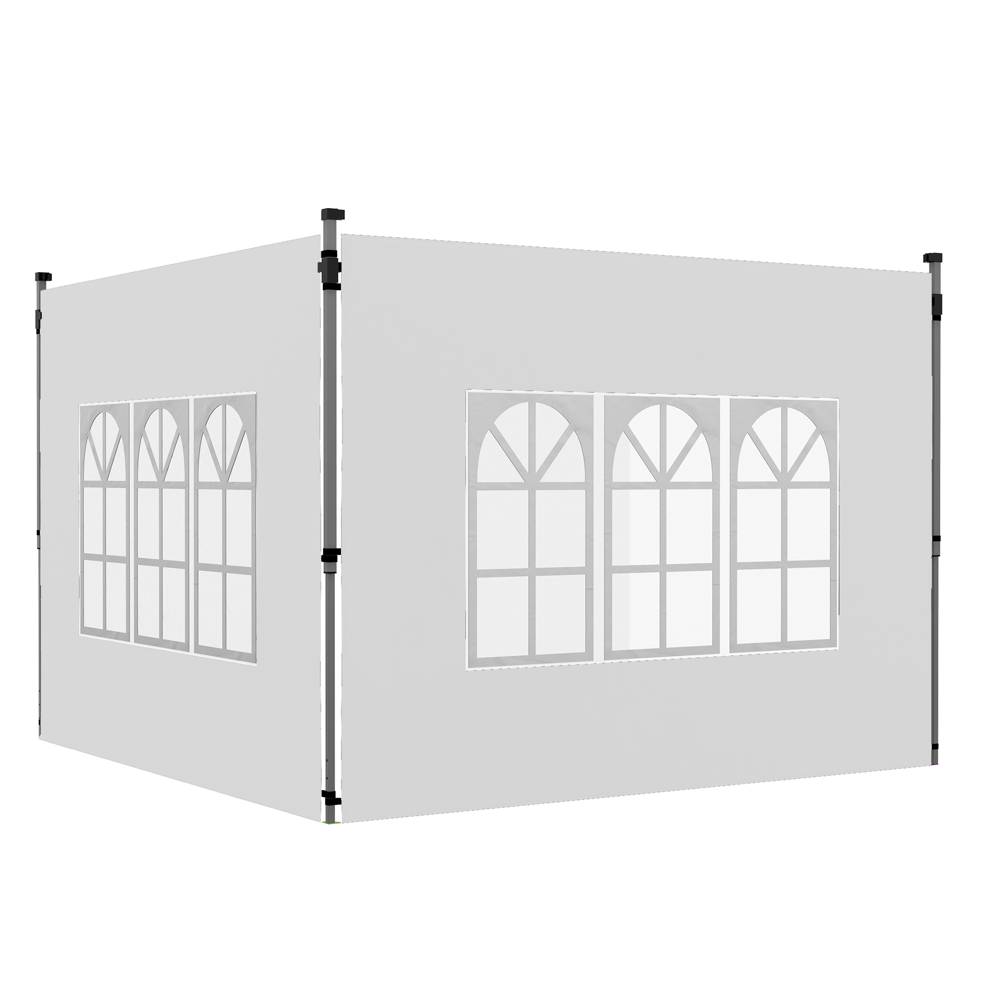 2 külgpaneeli komplekt 3x3/3x4 m paviljonile aknaga külgsein veekindel valge