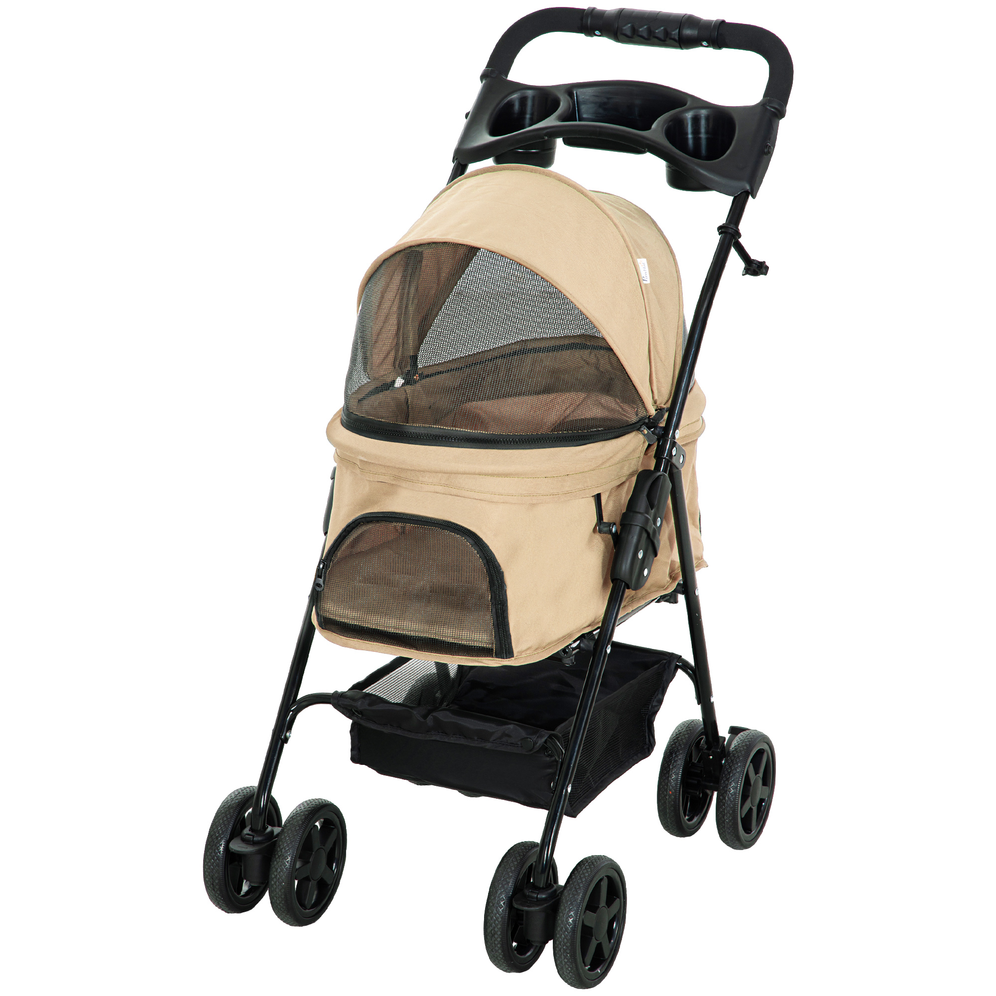 Koerakäru/koerakäru kokkupandav 2 turvarihma ja 2 topsihoidjaga 67 x 45 x 96 cm khaki