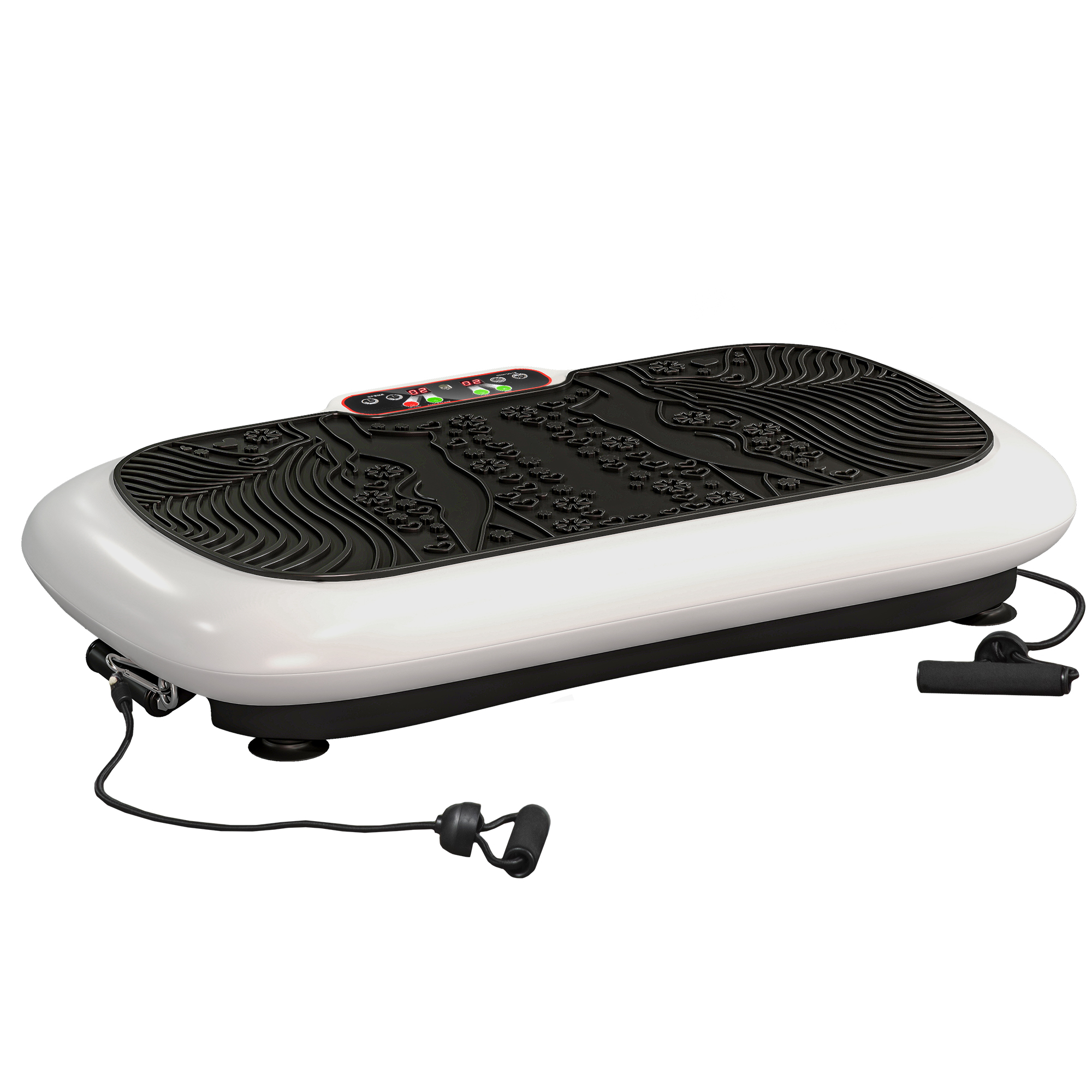 Vibratsiooniplaat 99 tasemega 2 treeningrihmaga 73 x 40 x 13 cm valge+must