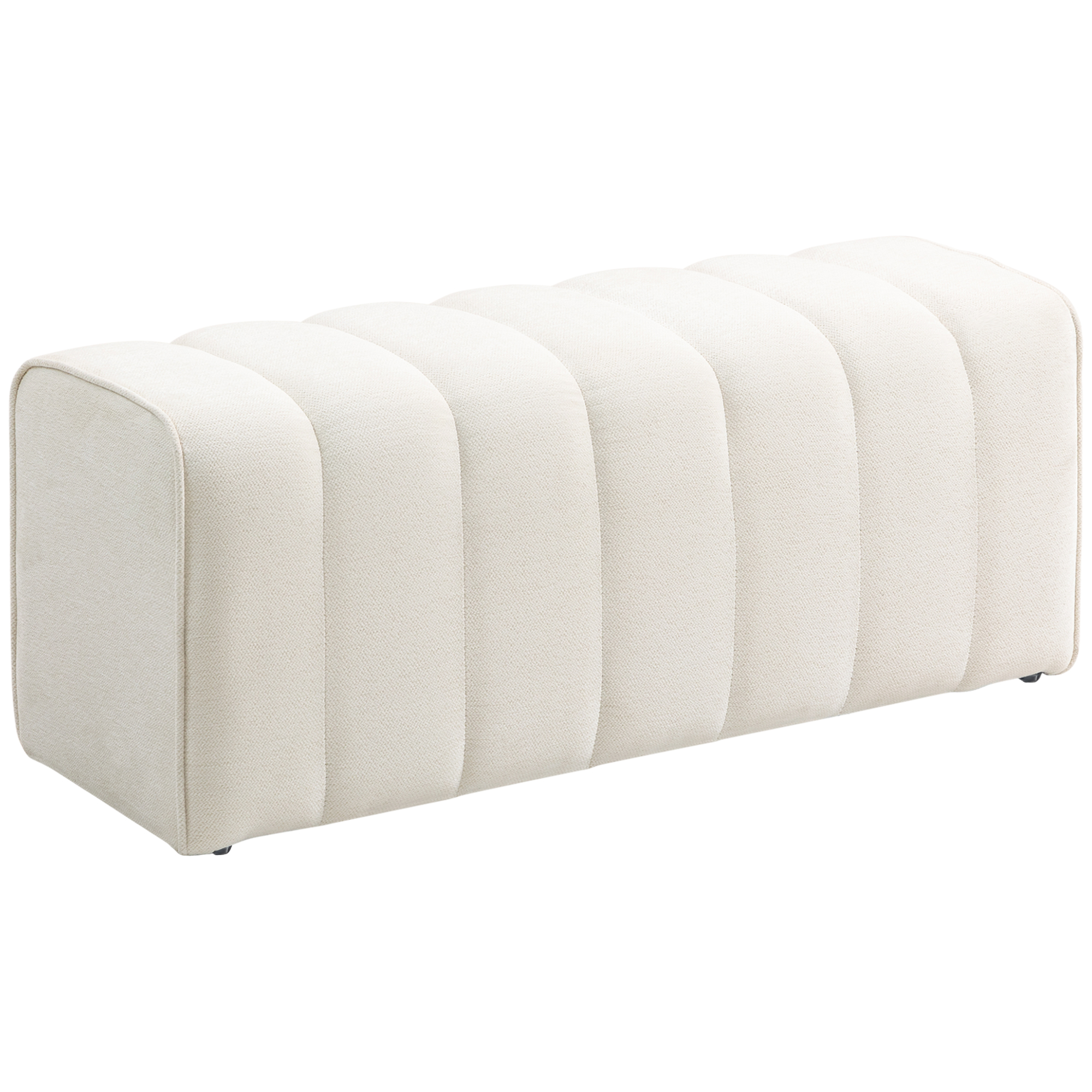 Moderni makuuhuoneen penkki, verhoiltu penkki puurungolla, kantavuus jopa 220 kg, jalkatuki, kermanvalkoinen