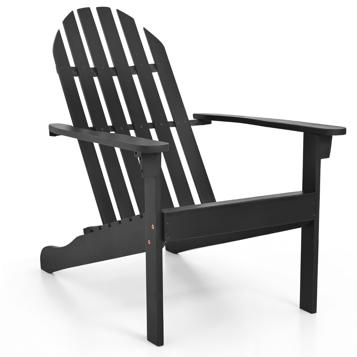 Klassinen Acacia Adirondack Puutarhatuoli Matala kaltevuus Istuin Korkea selkänoja Mukava Patio tuoli Musta