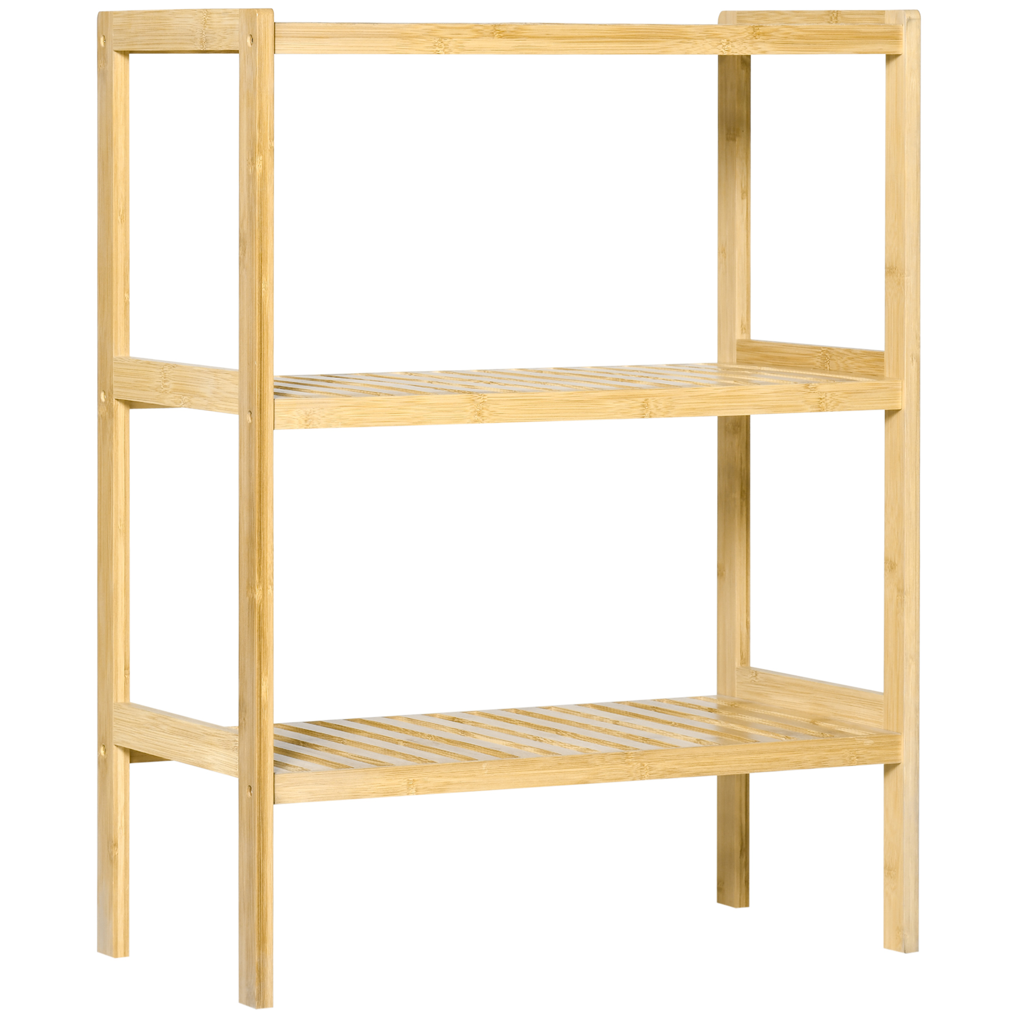 Bambuhylly, jossa 3 hyllyä, bambu, 62 cm x 33 cm x 80 cm, luonnonvärinen