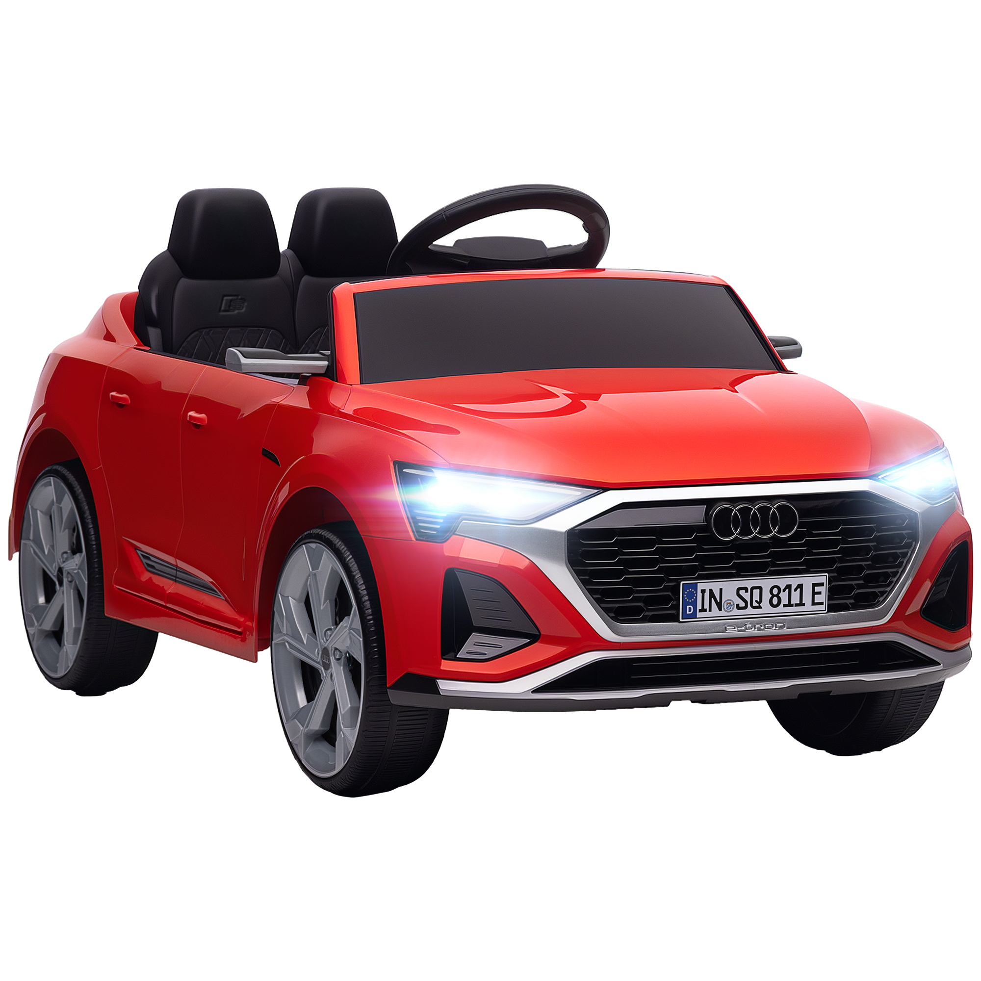 Sähköinen lastenauto, 12 V Audi Q8, 3–5 km/h, kaukosäädin, ajovalot, musiikki, punainen