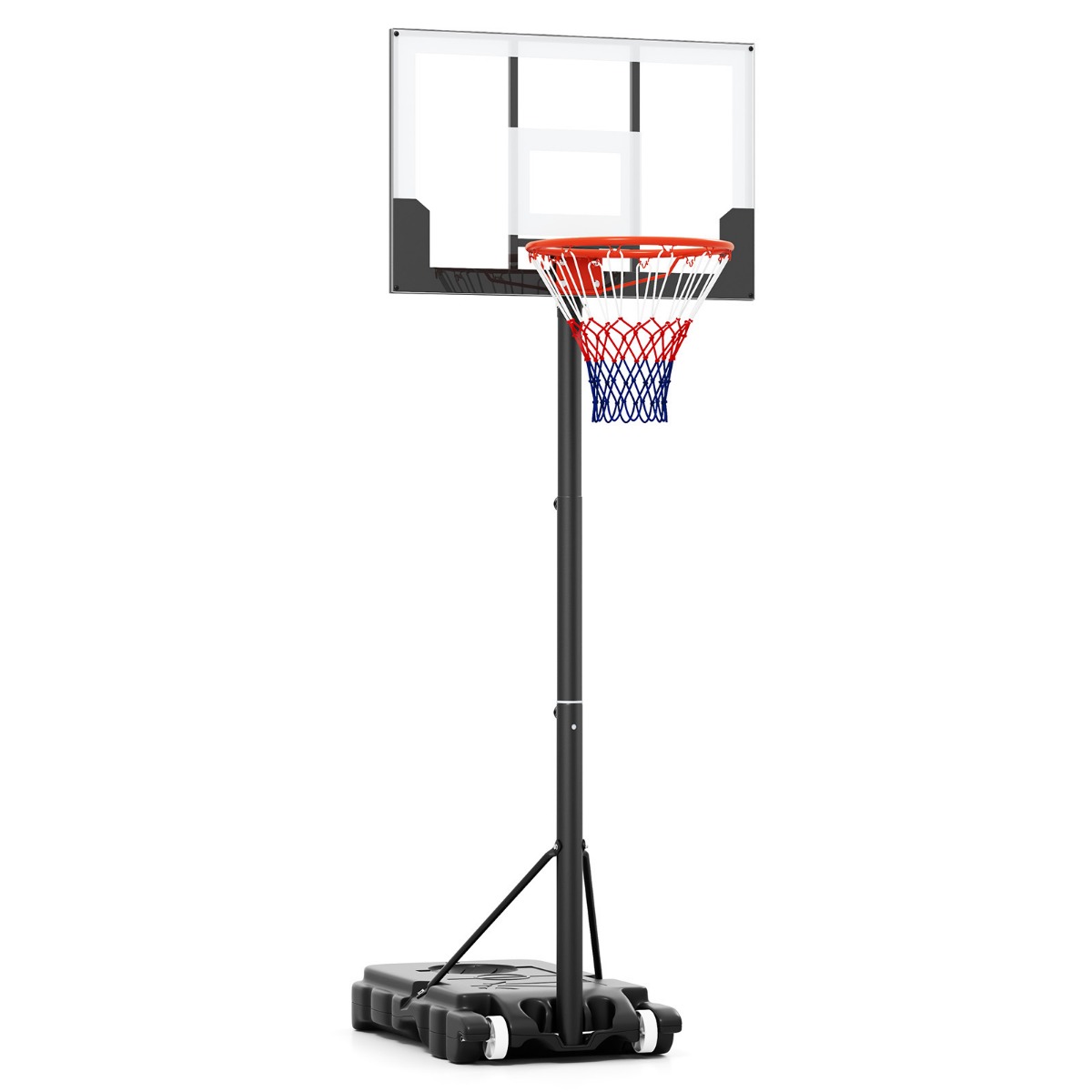 101-213 cm kannettava säädettävä ulkokoripallokori - valkoinen
