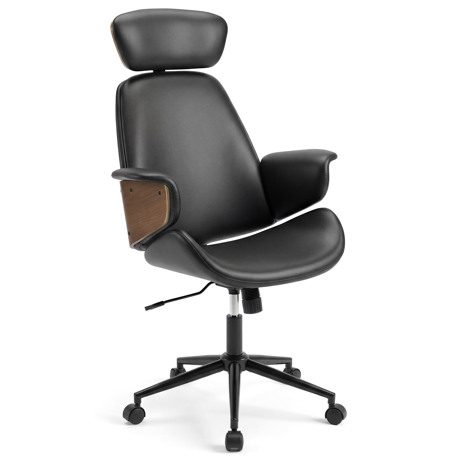Ergonominen työtuoli niskatuella, säädettävä korkeus kotitoimistoon ja työhuoneeseen - musta