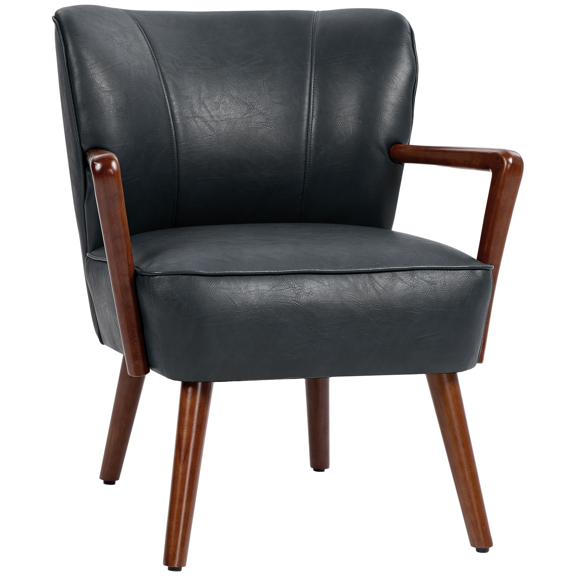 Korostustuoli, leveä istuin, nahkajäljitelmä, puurunko, jopa 120 kg, 67x77x80 cm, musta