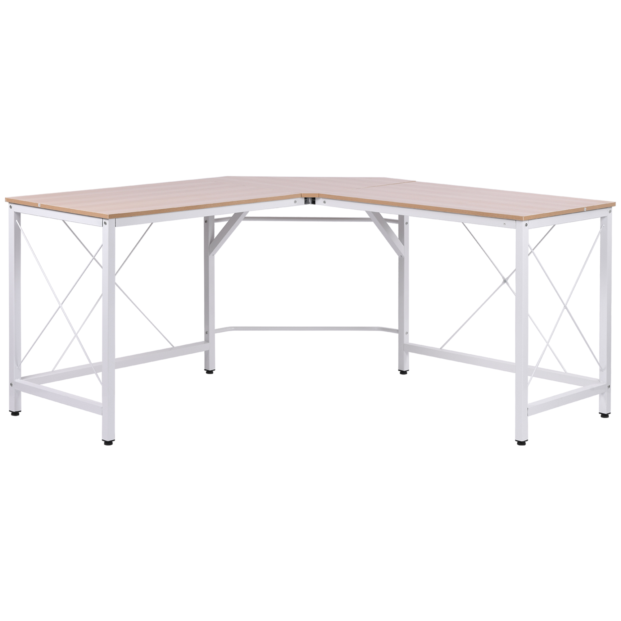 Tietokonepöytä, kirjoituspöytä, L-työpöytä, toimistopöytä, kulmapöytä, viistopöytä, MDF-puupinta, 150 x 150 x 76 cm