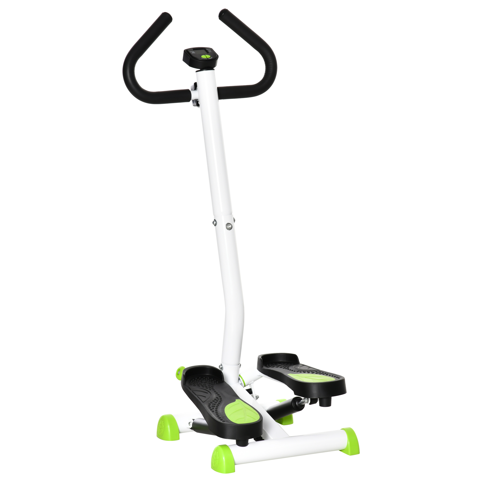 Stepper-kuntolaite, LCD-näyttö, liukumattomat polkimet, terästä ja ABS-muovia, 55x44x108 cm, vihreä+musta