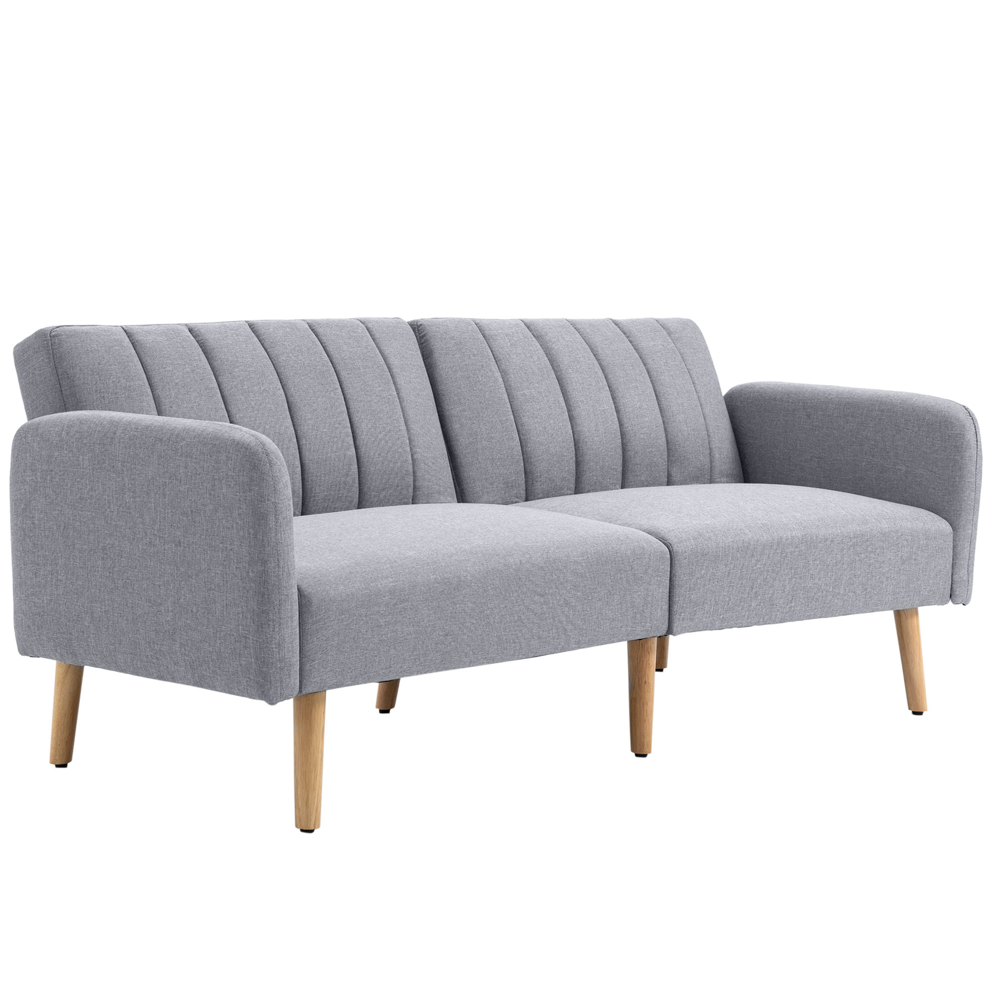 Vuodesohva, 2-istuttava kangassohva, sohva nukkumistoiminnolla, pellavan kaltainen polyesteri, kumipuu, 173 x 75 x 73 cm, harmaa