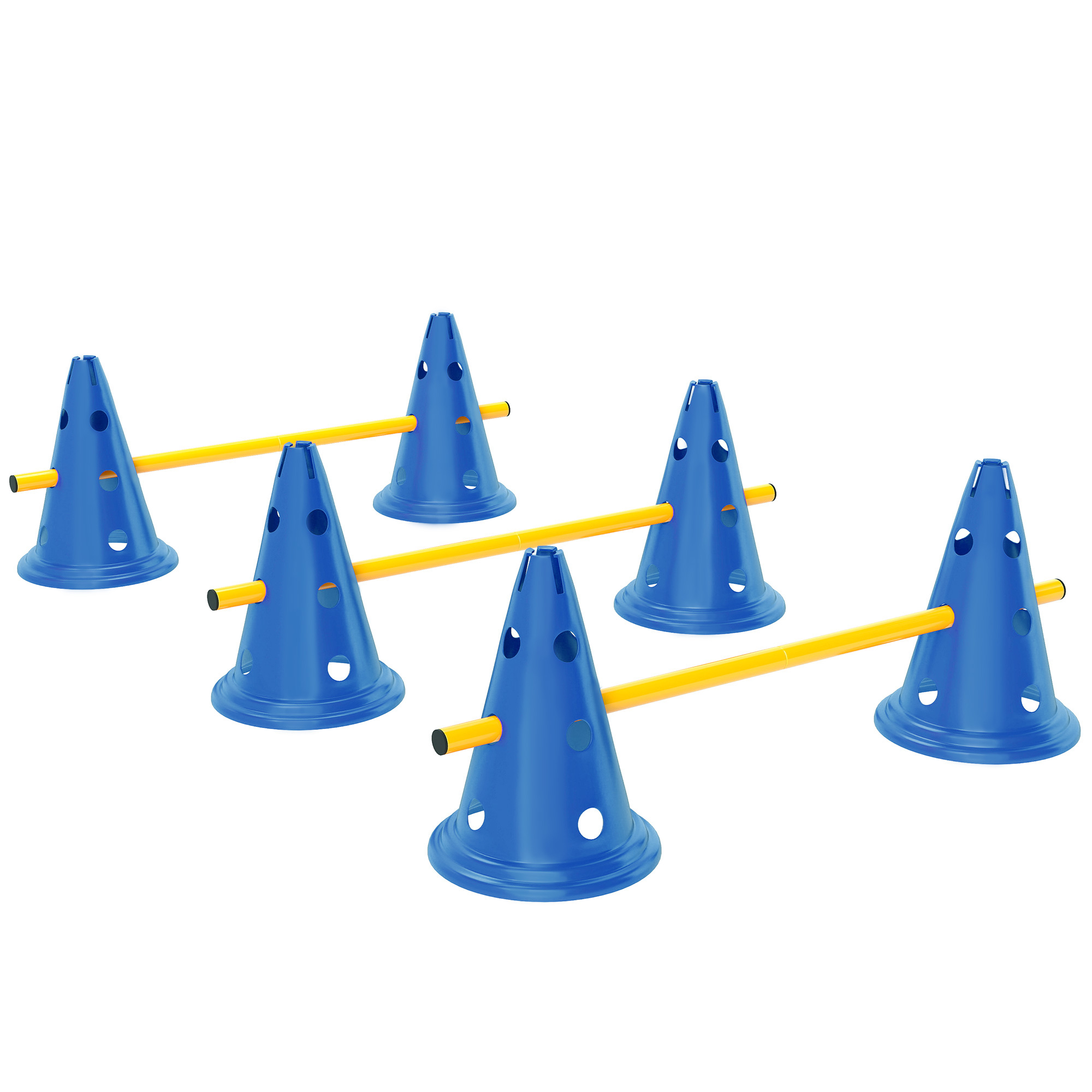 Agility-setti koirille: 3-osainen agilityvälinesarja koirankoulutukseen, sisältää 6 kartiota, 3 aitaa ja kantolaukun.