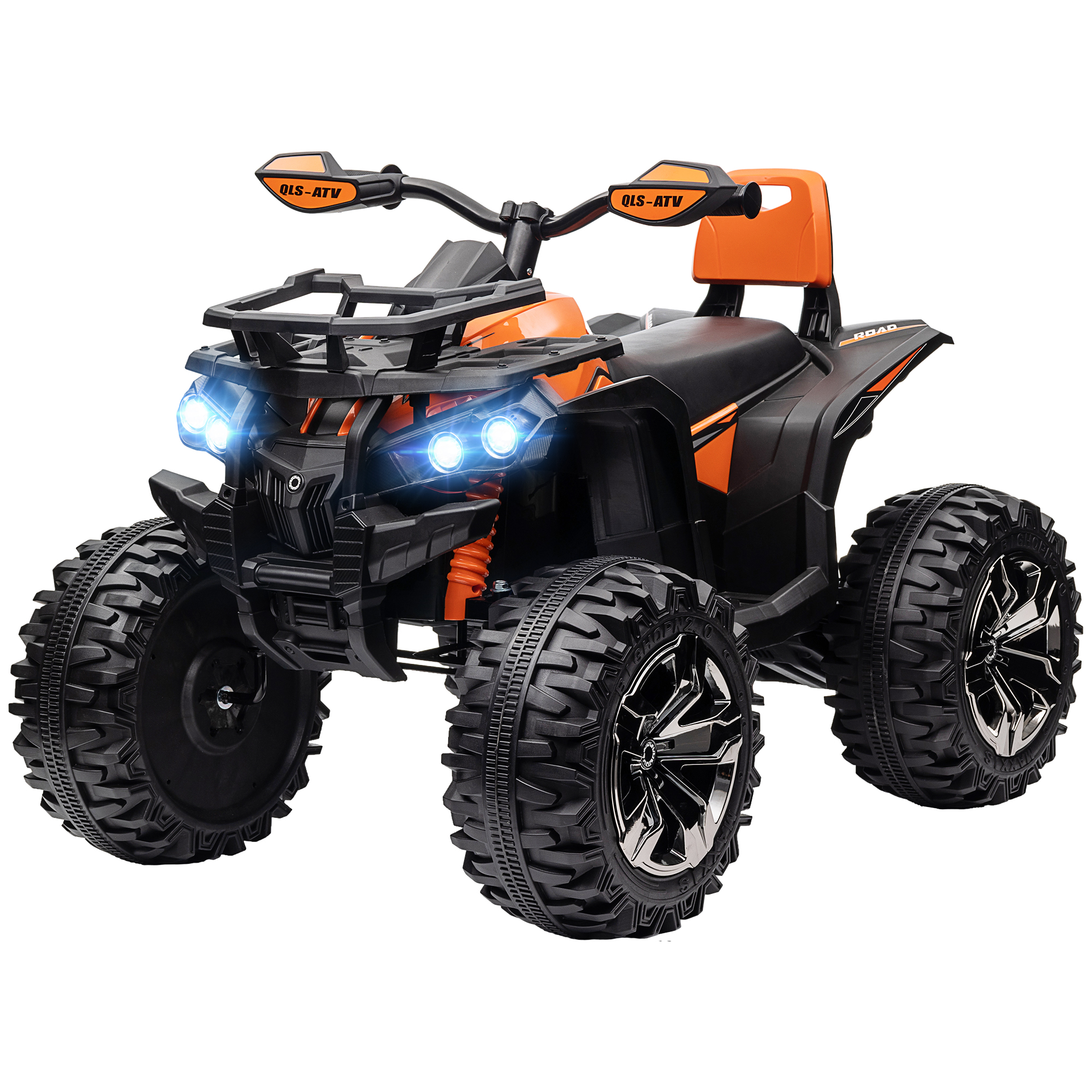 12 V lasten ajoneuvo, jossa eteen- ja taaksepäin ajotoiminto, MP3-soitin, ajovalot, 3–8 km/h, 3–5 vuotta, oranssi
