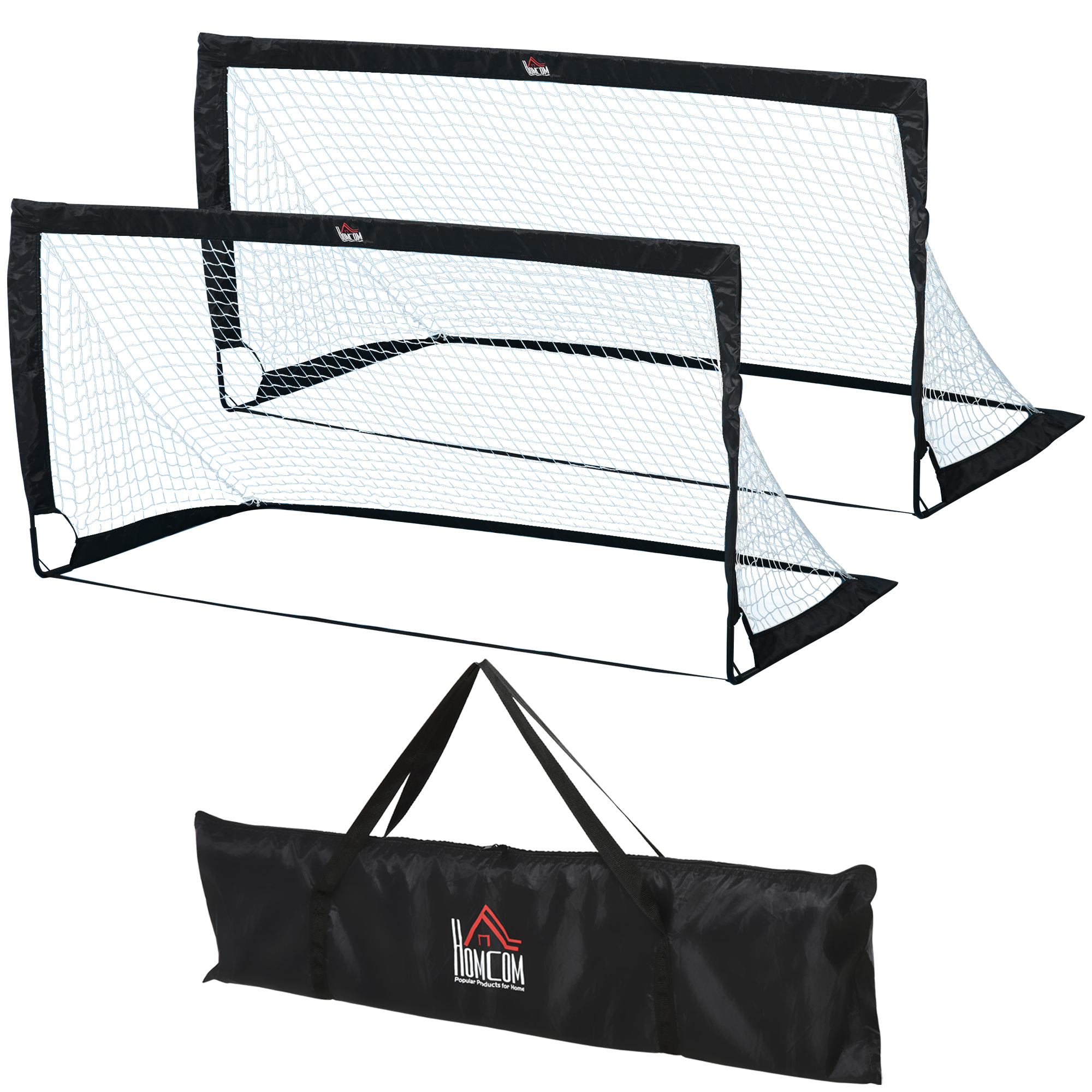Jalkapallomaalit 2 kpl, kokoontaitettava, 183 x 90 x 90 cm, säänkestävä kantolaukulla, ulkojalkapallomaalit aikuisille, jalkapallomaalit vapaa-aikaan, puutarhaan, harjoitteluun, musta