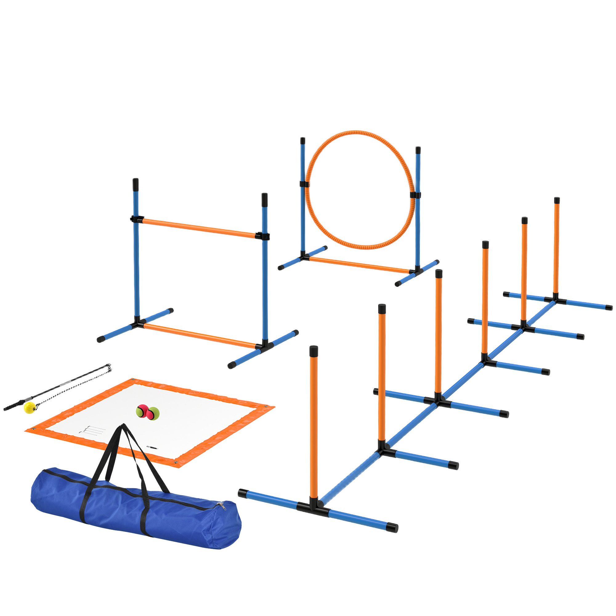 Agility-setti koirille, 7-osainen: Agility-välineet koirankoulutukseen, estejuoksusetti peleihin ja koulutukseen