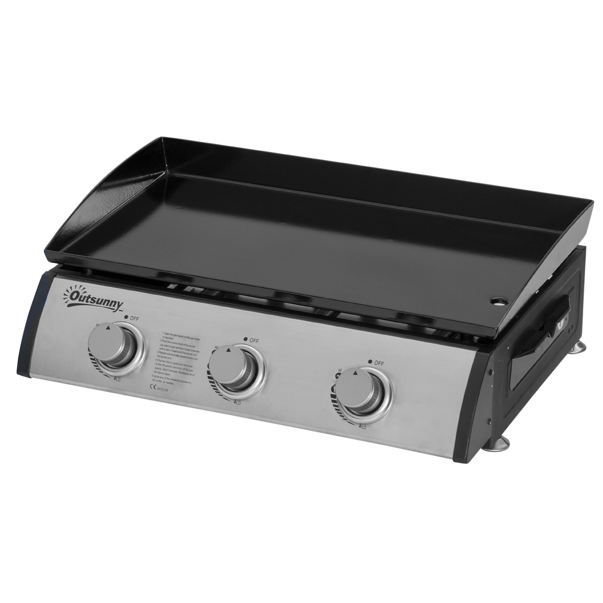 Gaasigrill 3 põletiga voolik mittenakkuva grilliplaadiga roostevaba teras värvus: hõbedane 63 x 48 x 21 cm