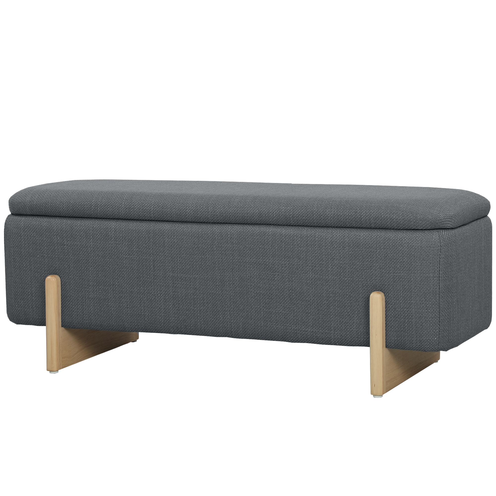 Jakkara säilytystilalla, penkki vaahtomuovipehmusteella, pellavajäljitelmää, 111 x 44 x 44,5 cm, tummanharmaa
