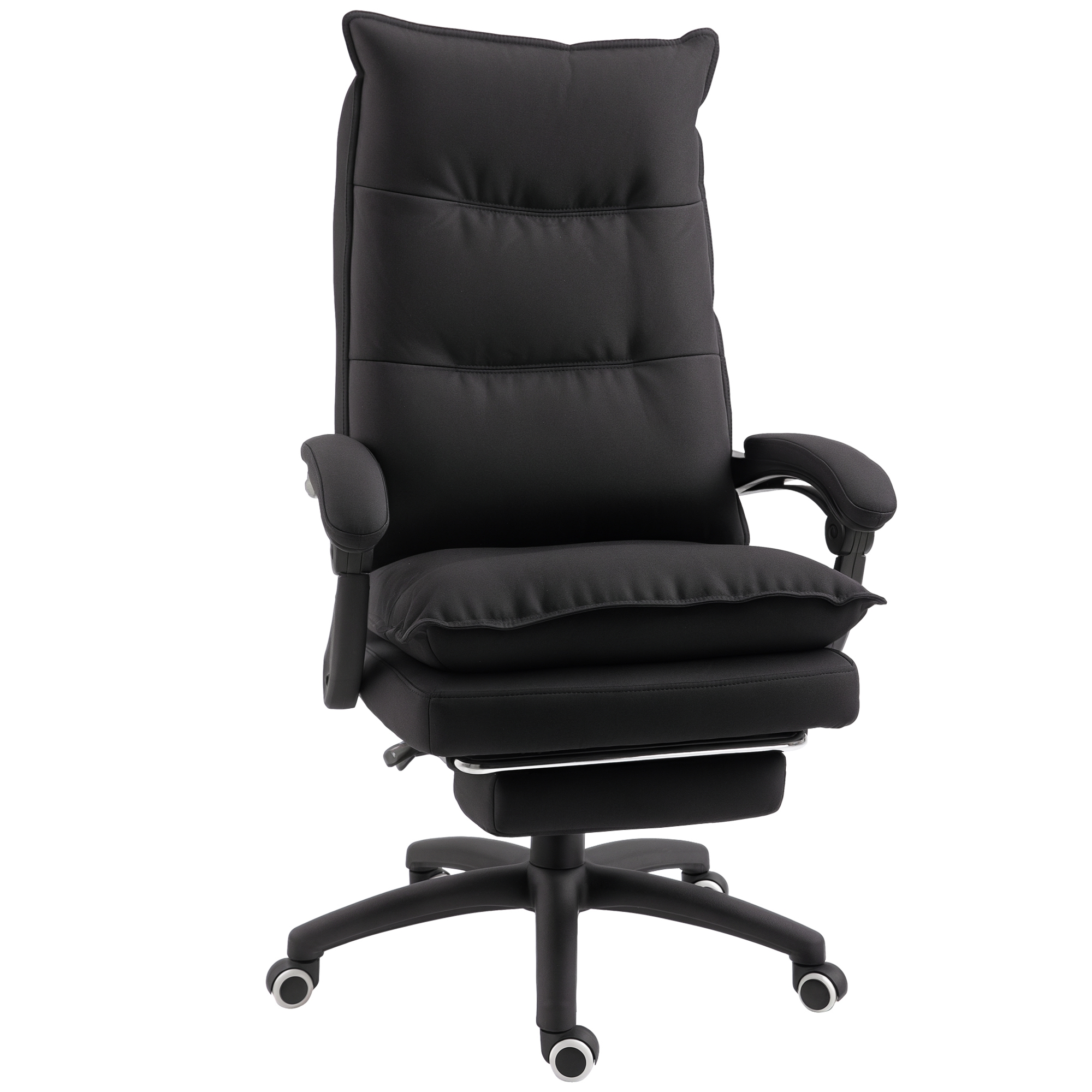 Hierontatoiminnolla varustettu työtuoli, ergonominen työtuoli kallistus- ja kääntötoiminnolla, jalkatuella, musta