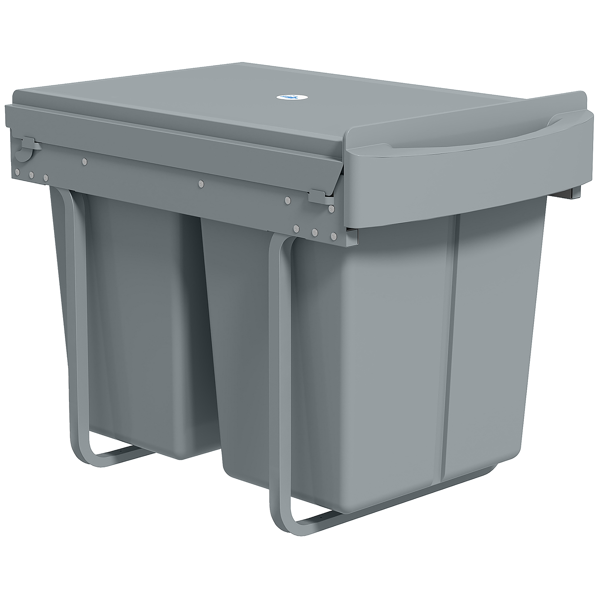 Jatkettava roskasäiliö, 2 x 20 l, irrotettavat säiliöt, muovia, metallia, harmaa