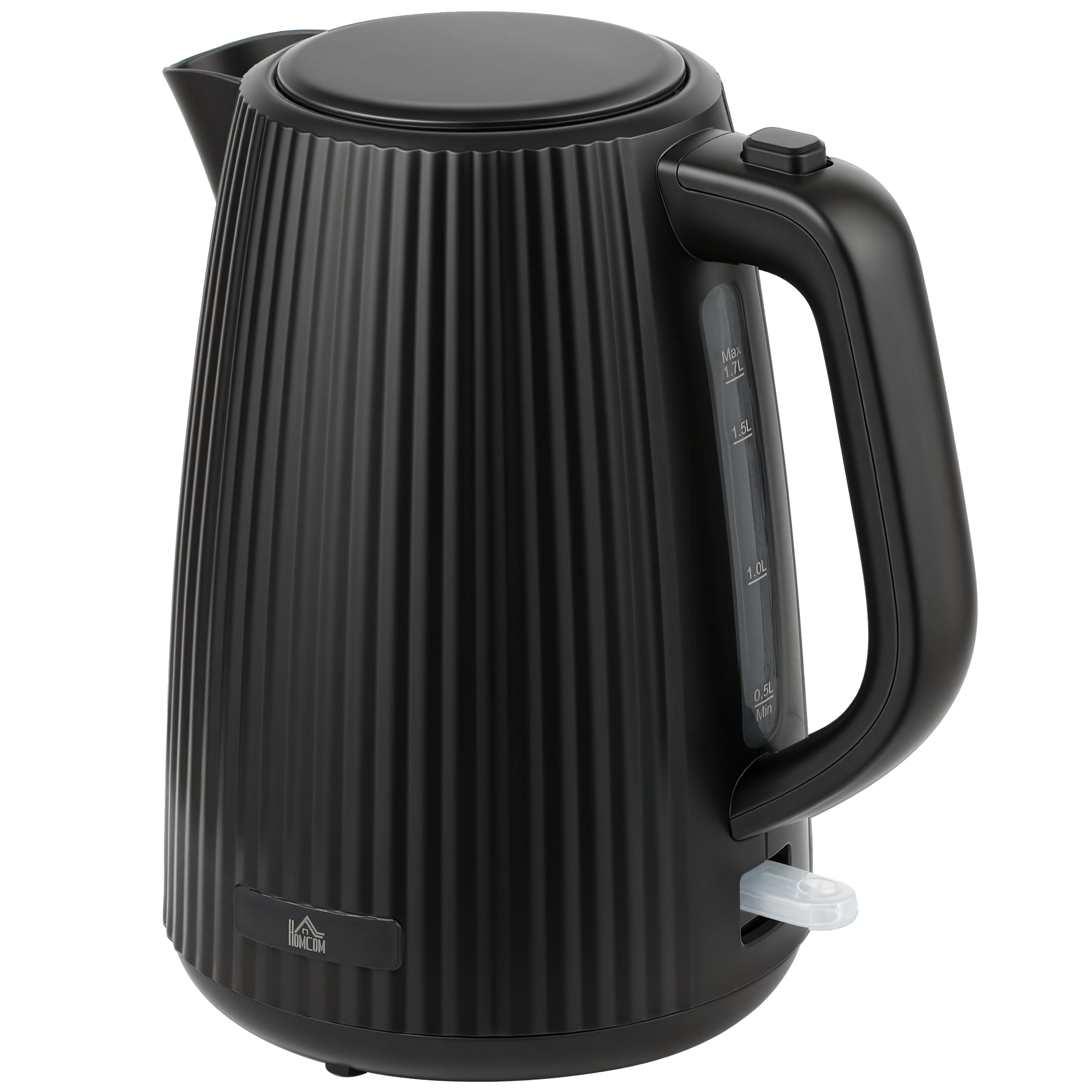 Vedenkeitin, 1,7 l, pikakeittotoiminto, 2200 W, irrotettavalla kalkkisuodattimella, automaattinen virrankatkaisu, musta