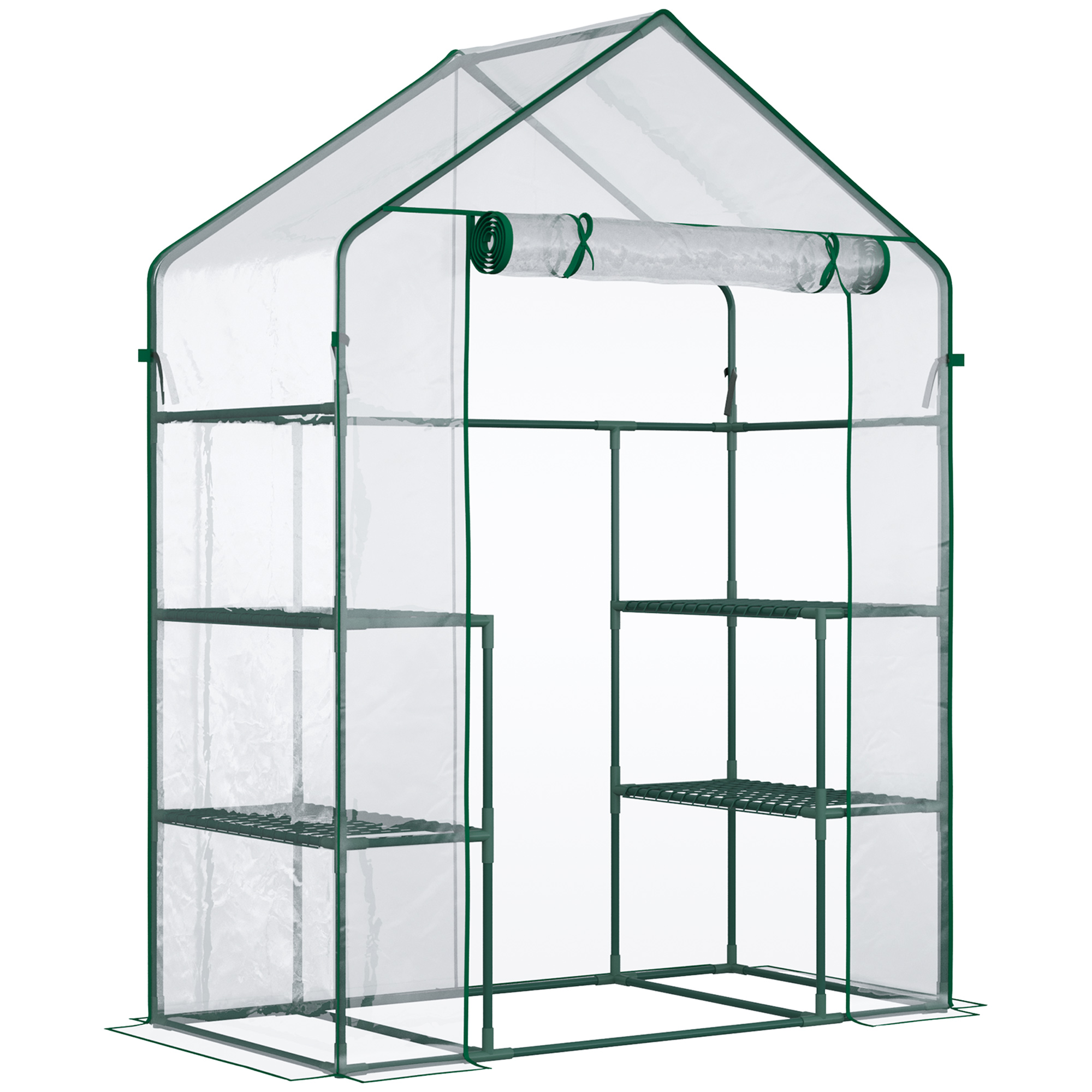 Tunnelkasvuhoone tomatikasvuhoone külmraam 6 riiuliga läbipaistev teras PVC plastik 142 x 73 x 195 cm