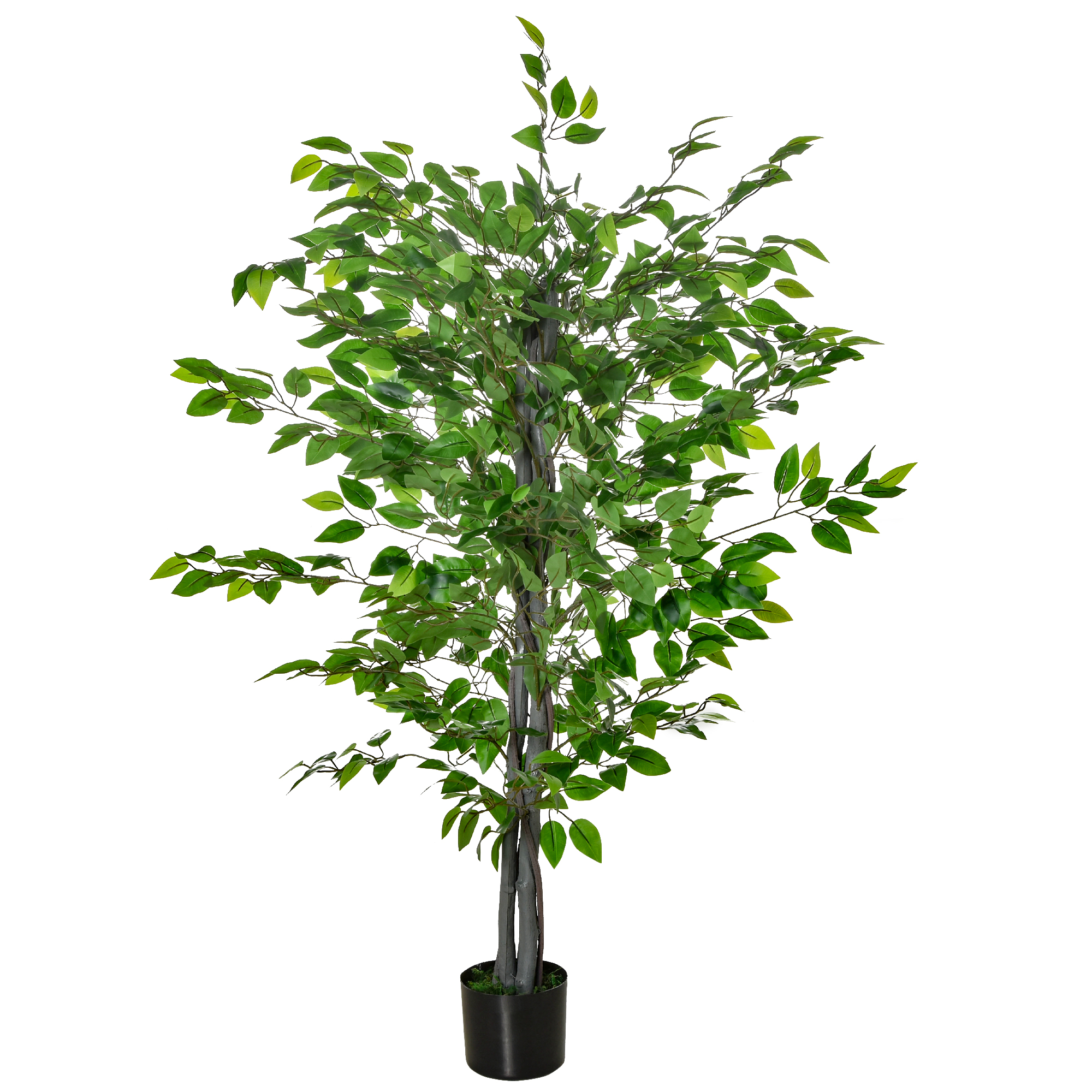 Tekopuu, fiikuskasvi, realistinen ulkonäkö, sementtiruukku, 135 cm, helppohoitoinen, muovia, vihreä