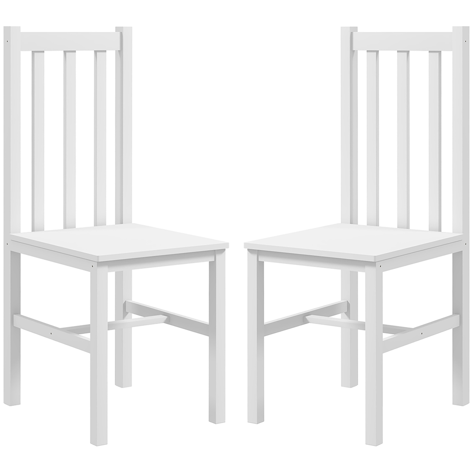 2 keittiö-/ruokailutuolin setti, massiivipuuta, moderni muotoilu, 38,5 cm x 47,5 cm x 99 cm, valkoinen